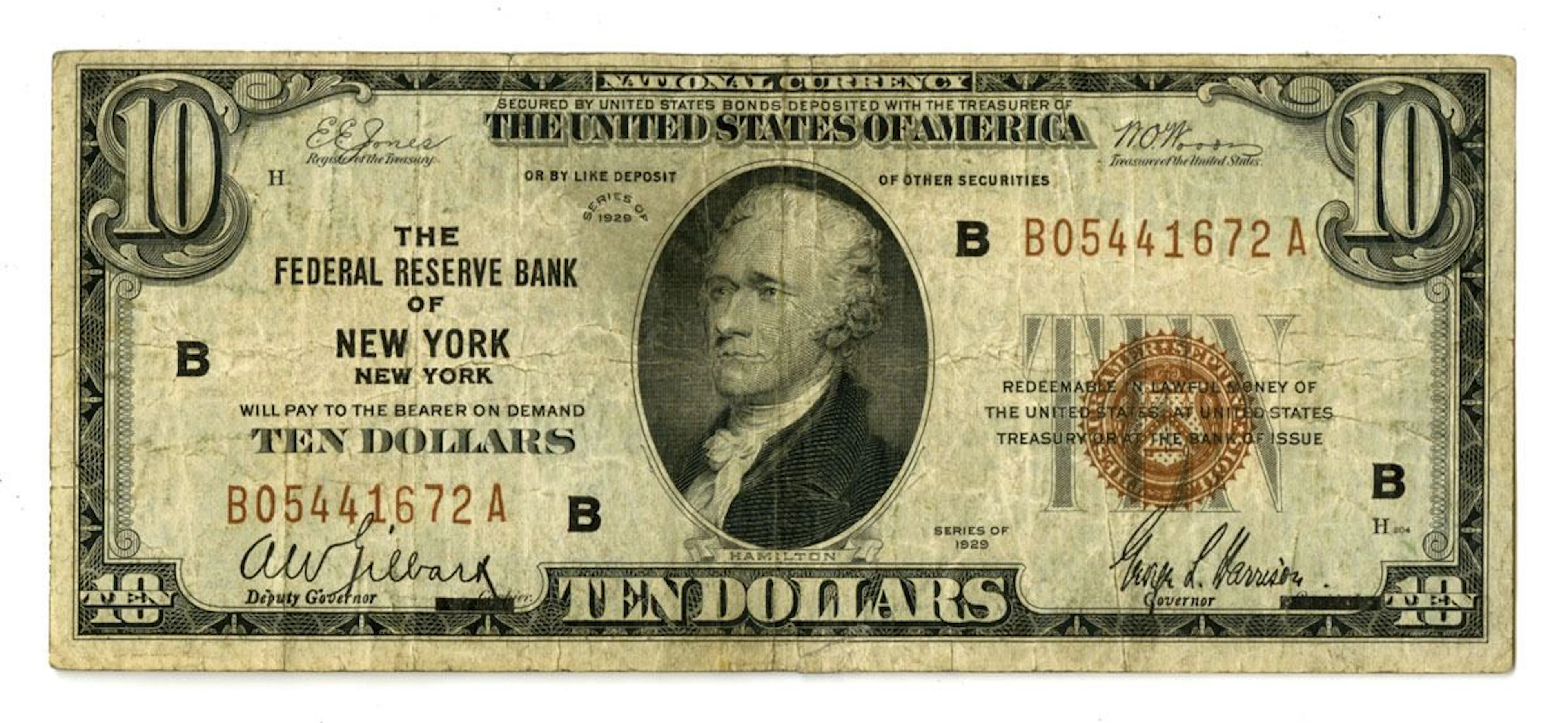 NY. Federal Reserve Bank of New York, New York, $10, Series of 1929