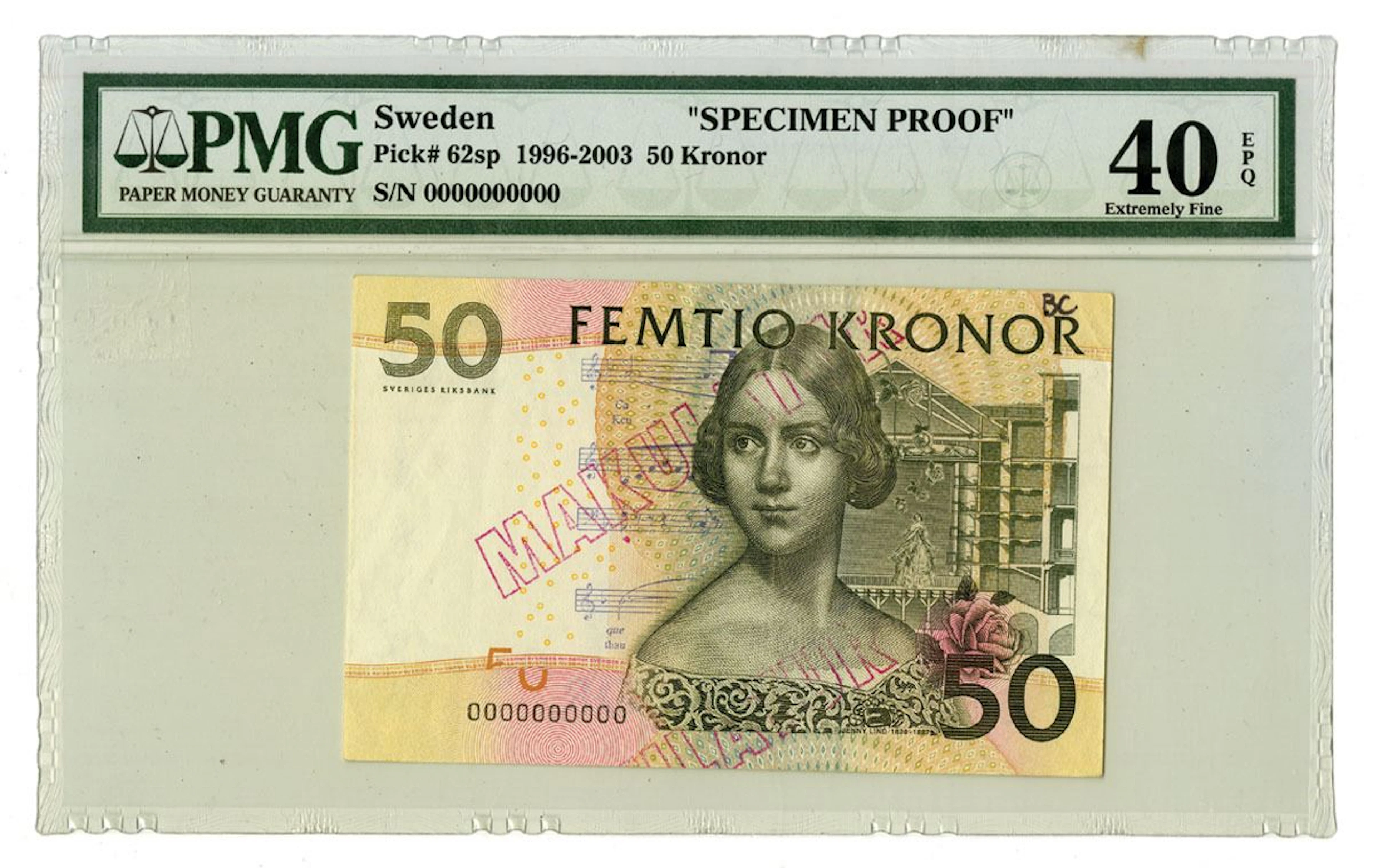 Sweden. Sveriges Riksbank, ND (1996 to 2003), Specimen Proof Banknote.