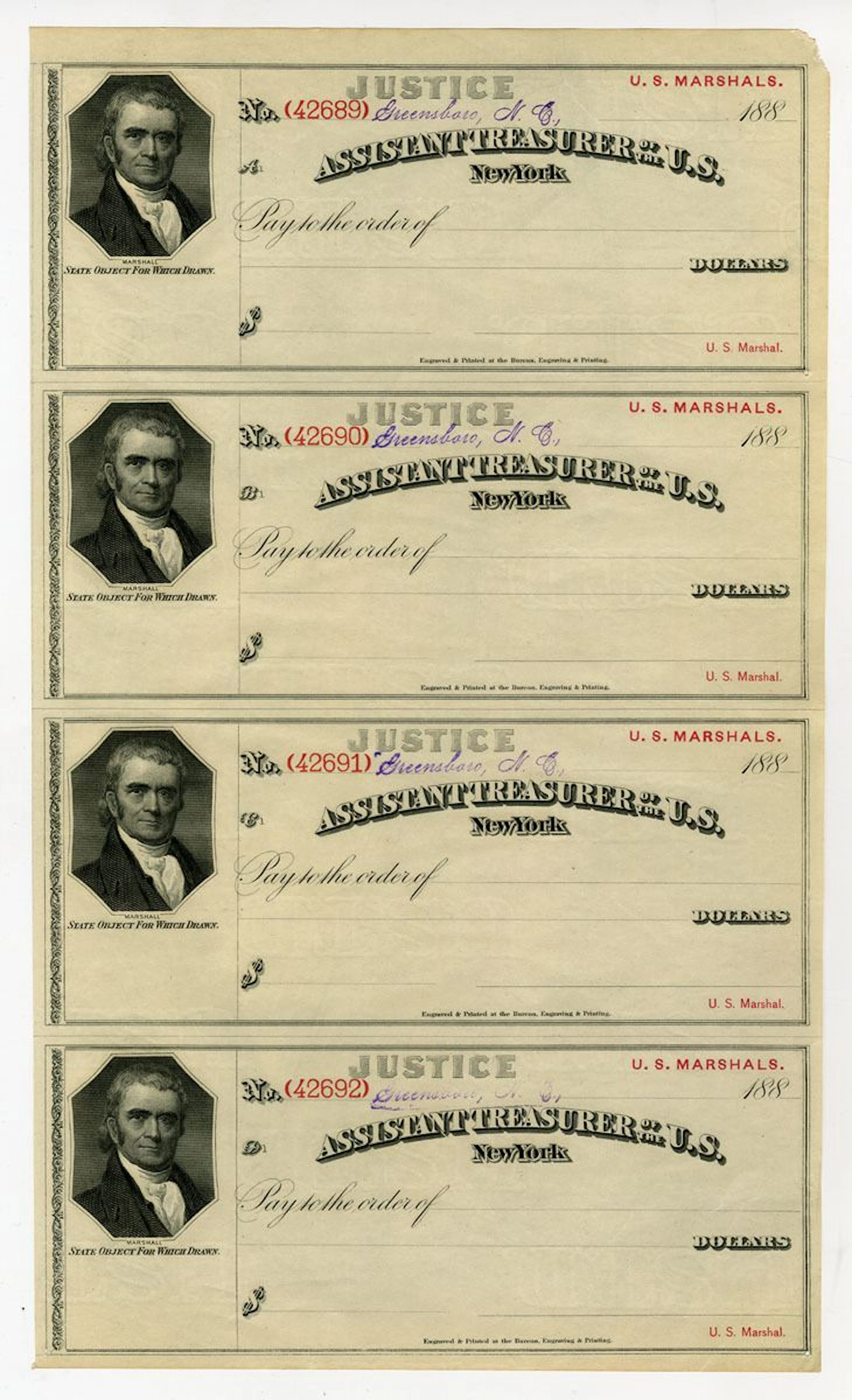 NC, Assistant Treasurer of the U.S., New York - Justice - U.S. Marshals