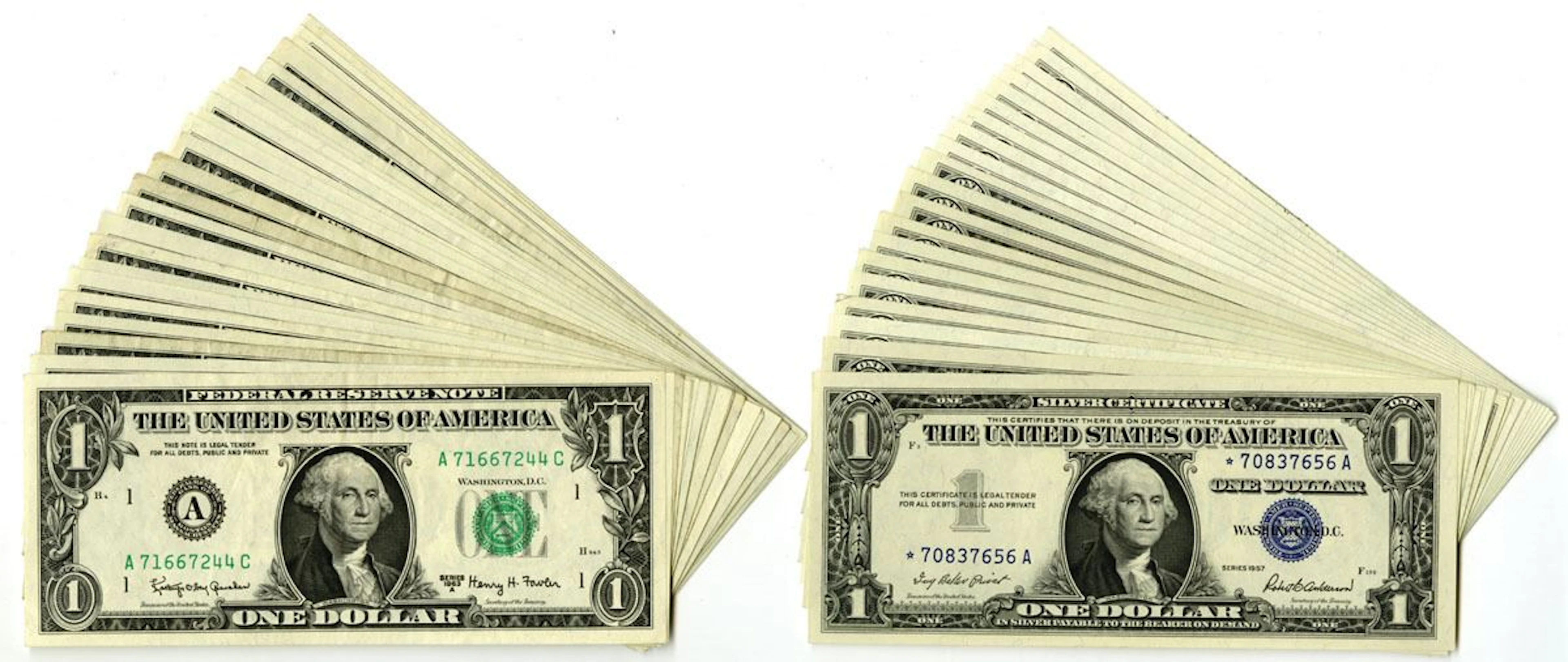 D.C., Silver Certificate and Federal Reserve Note, Series 1957 to