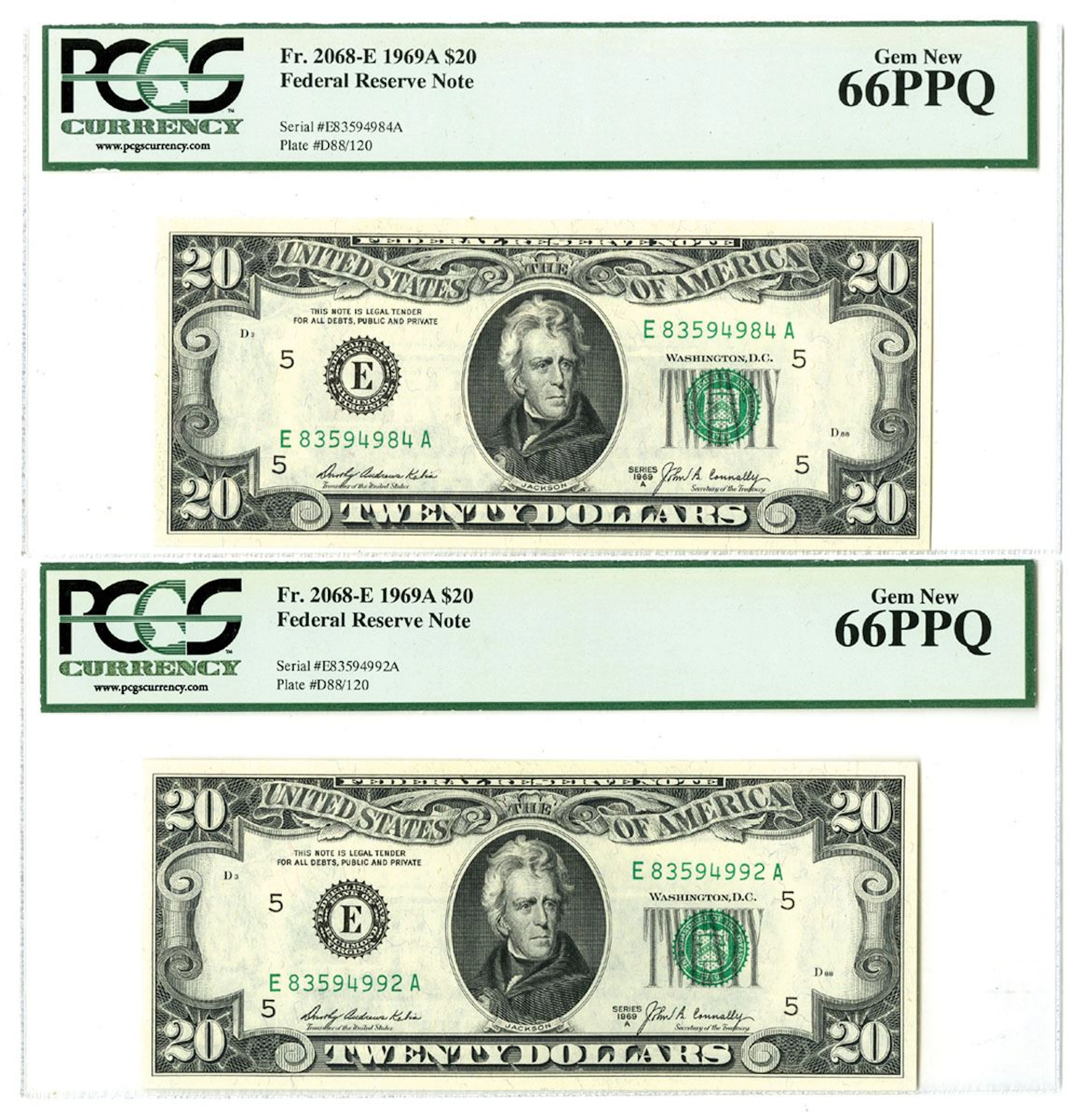 VA. U.S. Federal Reserve Notes, $20, Series 1969A, Fr. 2068-E, Issued