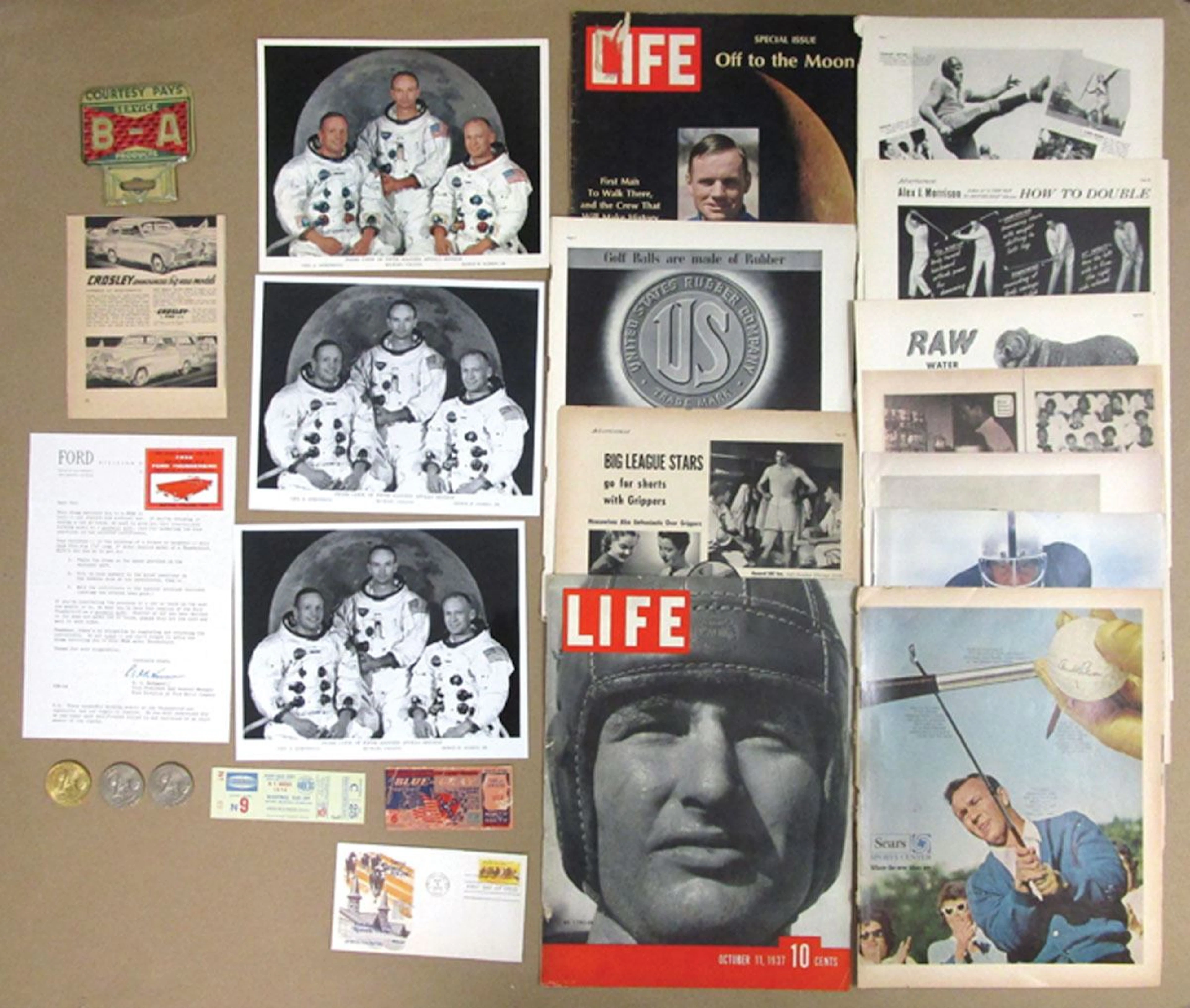 Moon Landing on Life Magazine Cover, Coins, Post Cards, Magazines