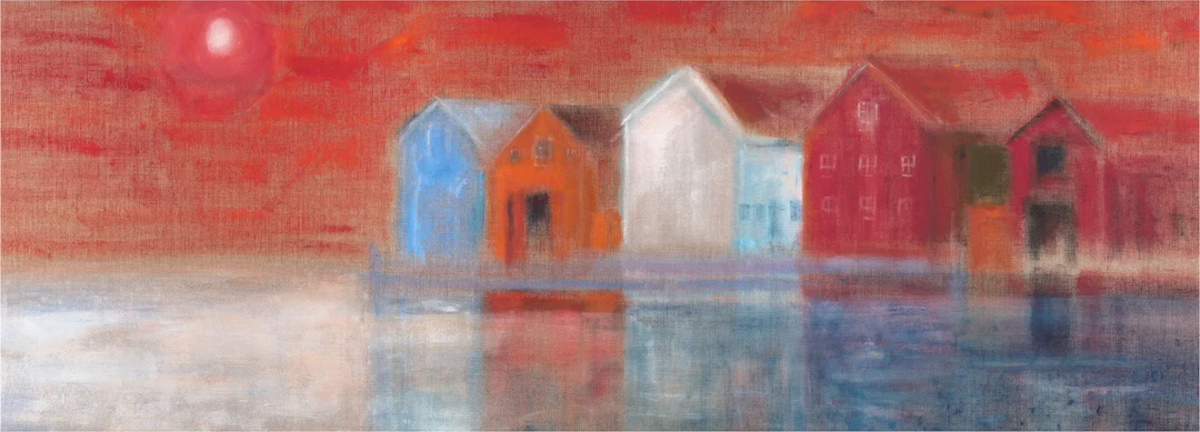 Viktoria Hallenius ”Seahuts with Winter Moon” Giclée print