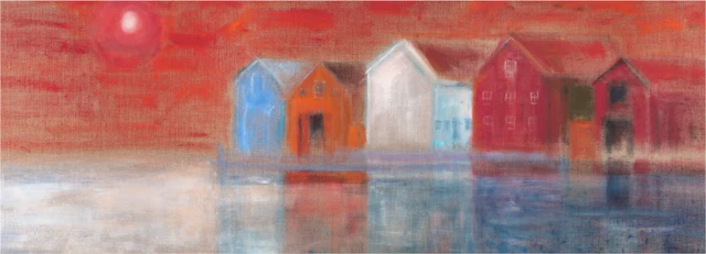 Viktoria Hallenius ”Seahuts with Winter Moon” Giclée print