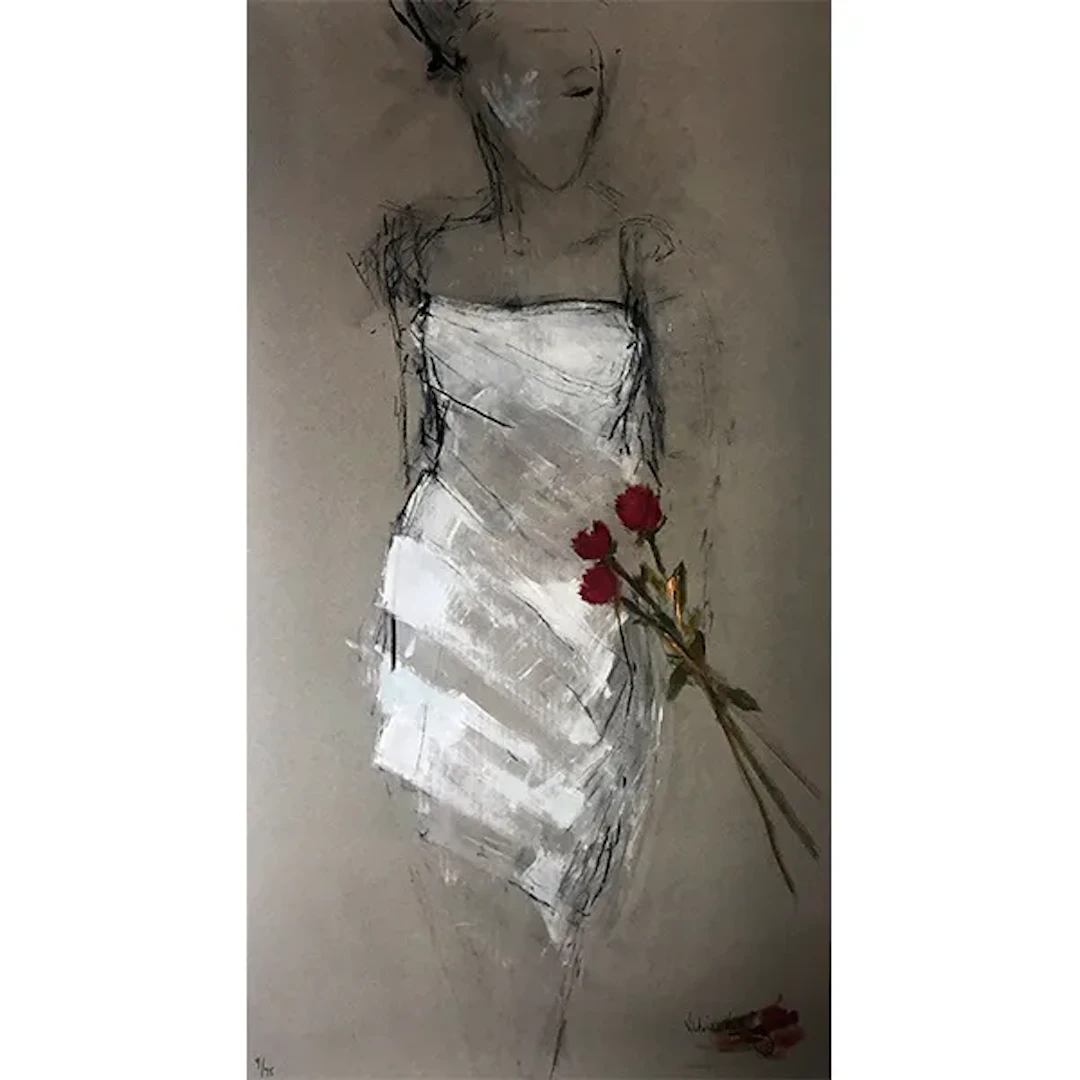 Viktoria Hallenius ” Woman with Red roses” SOLD