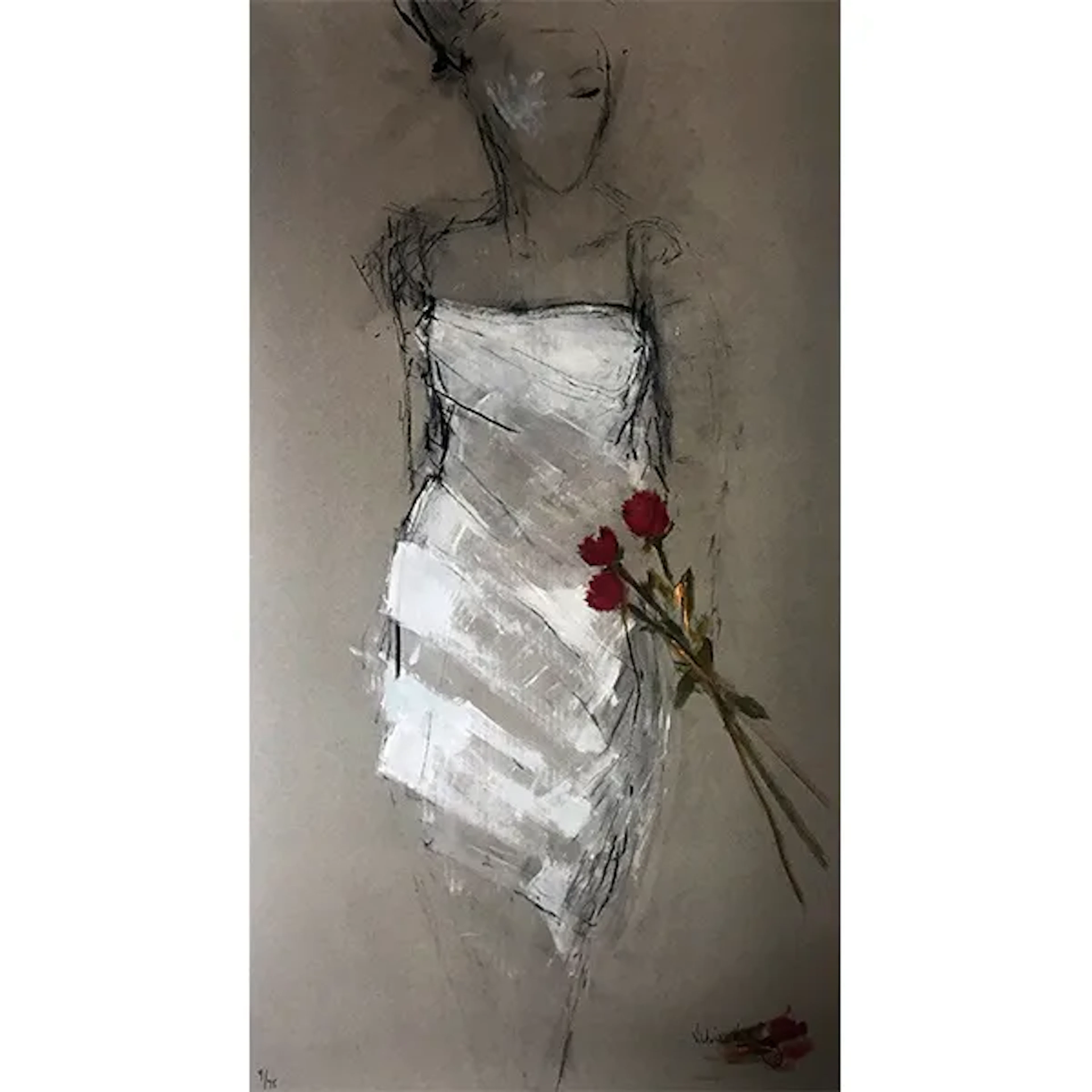 Viktoria Hallenius ” Woman with Red roses” SOLD