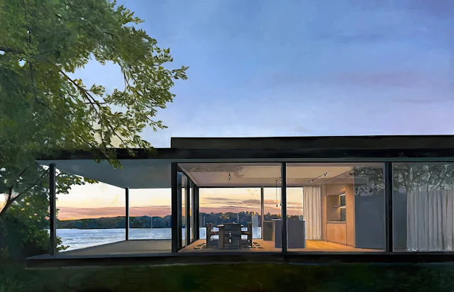 Jon Holm ”The lake house” oil painting on canvas