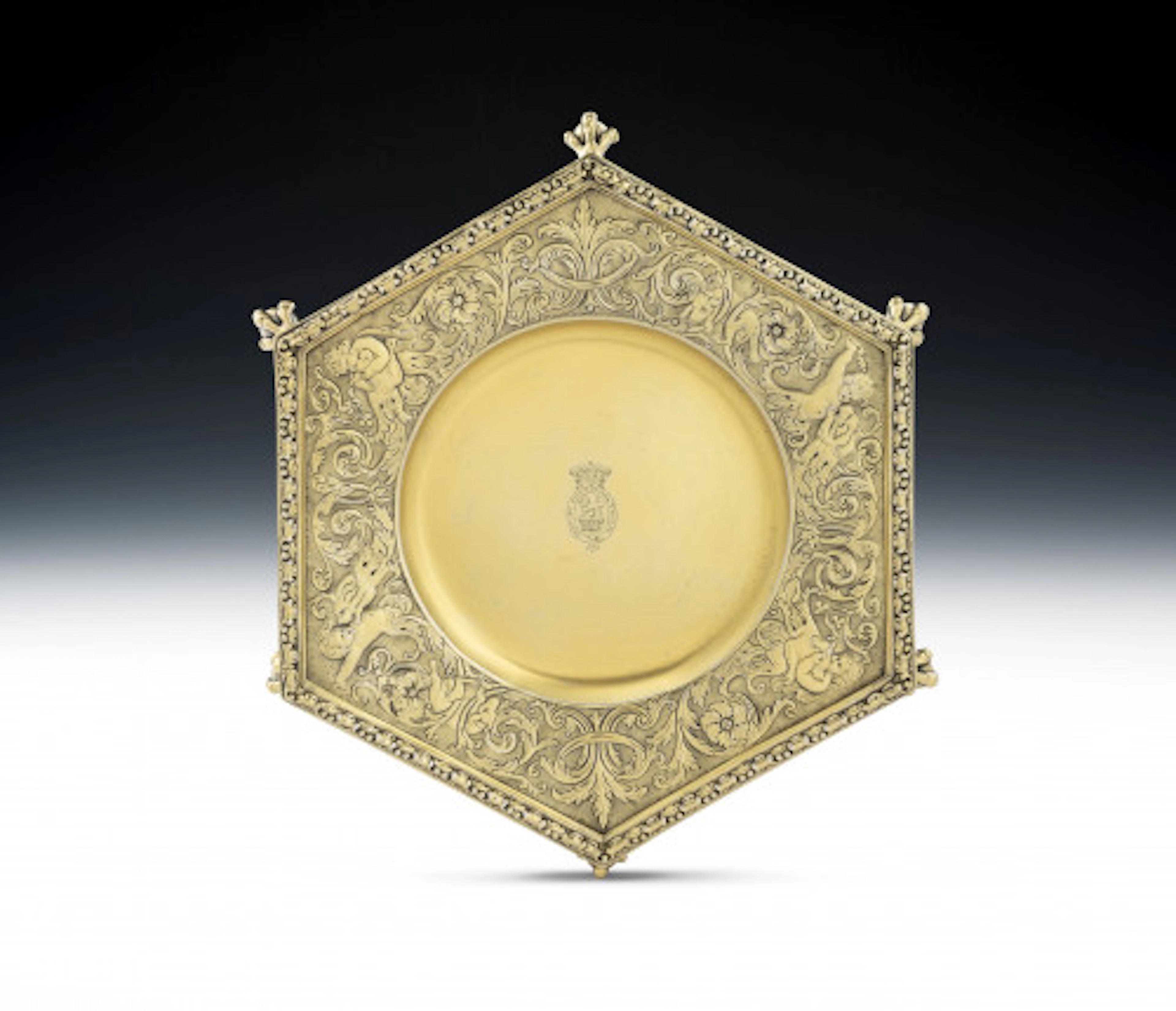 ROYAL - An important George IV Silver Gilt Hexagonal Salver made in