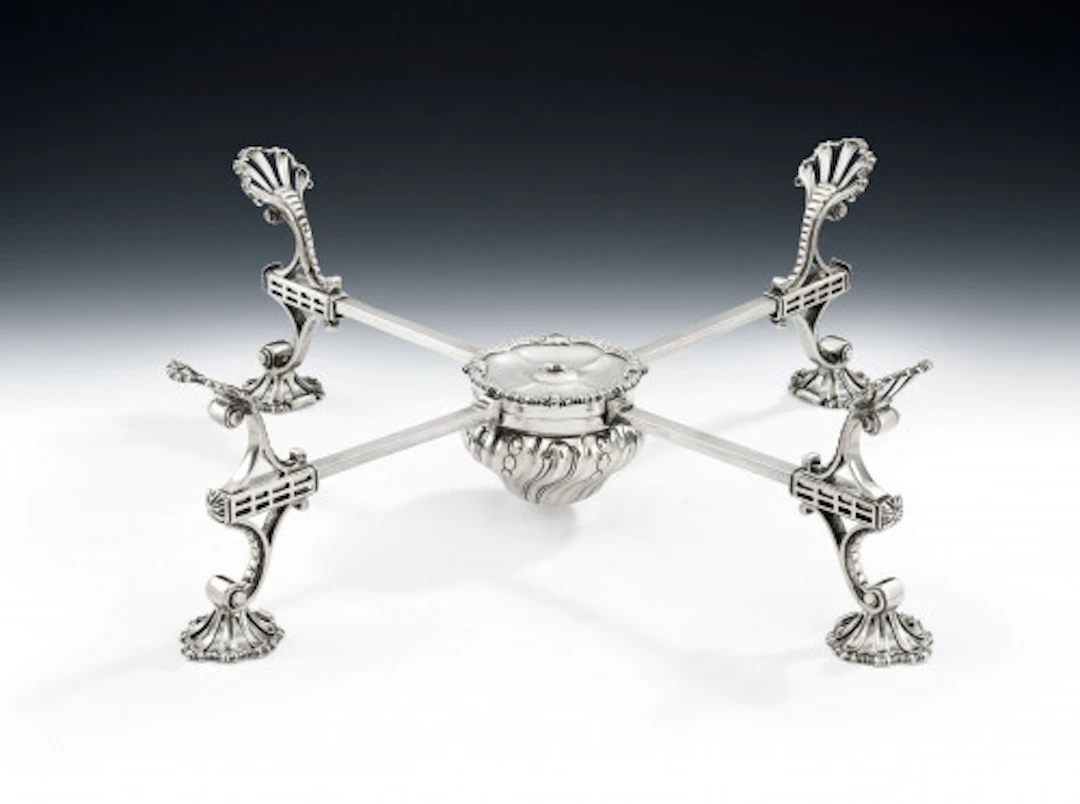An extremely fine early George III Dish Cross made in London in 1764