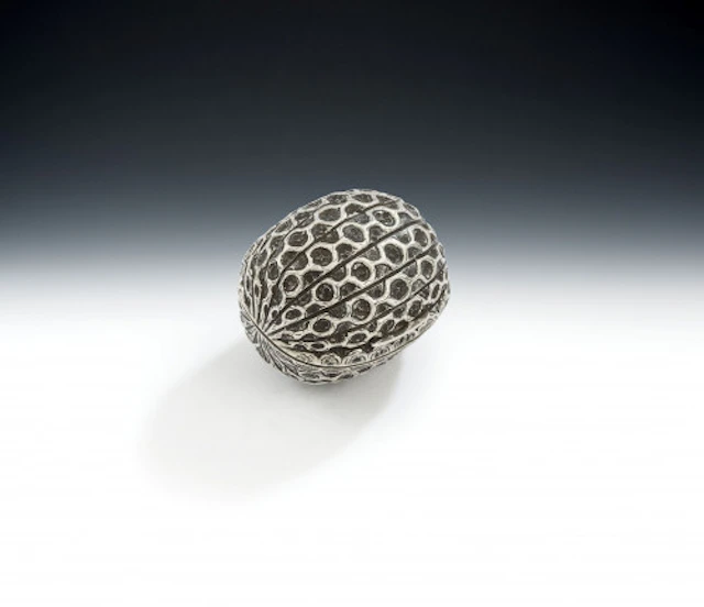 A rare naturalistic Nutmeg Grater made in Birmingham in 1858 by Hilliard