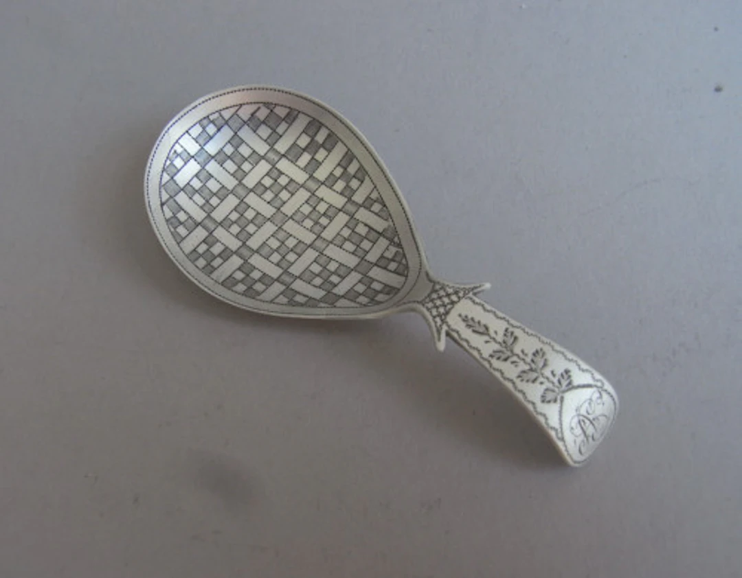 An unusual George III "Chequered" Caddy Spoon made in Birmingham in