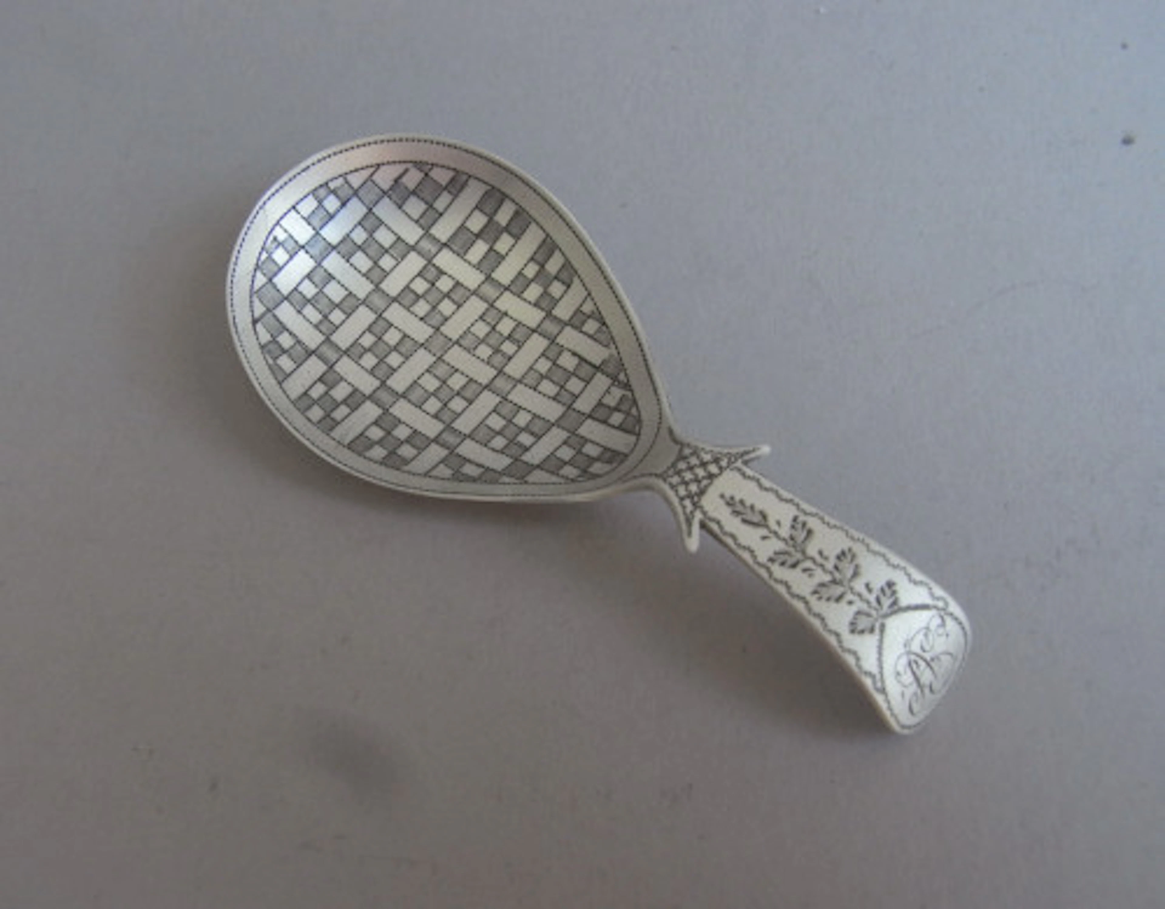 An unusual George III "Chequered" Caddy Spoon made in Birmingham in