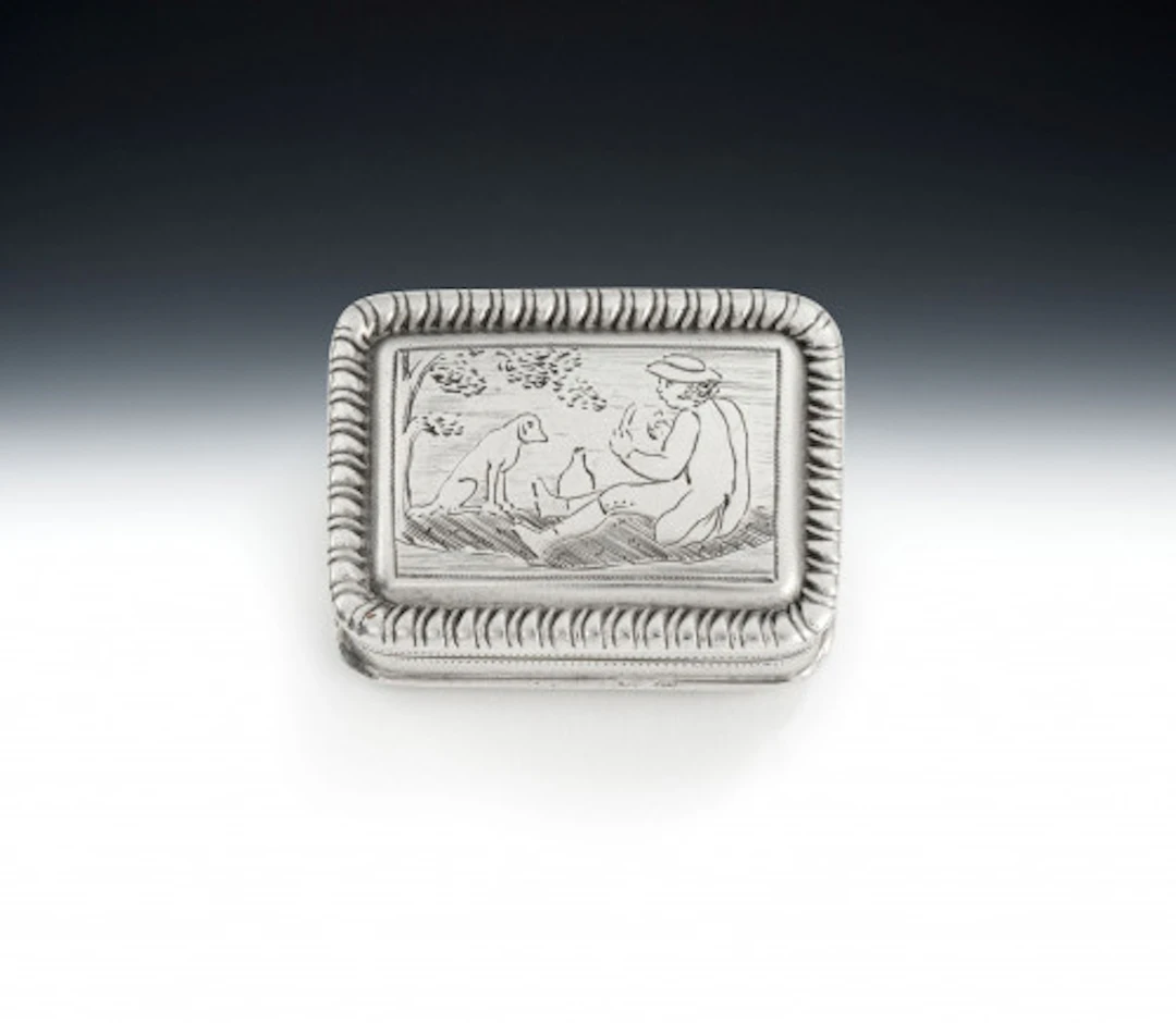 A very rare George III "Man & Dog" Vinaigrette made in Birmingham