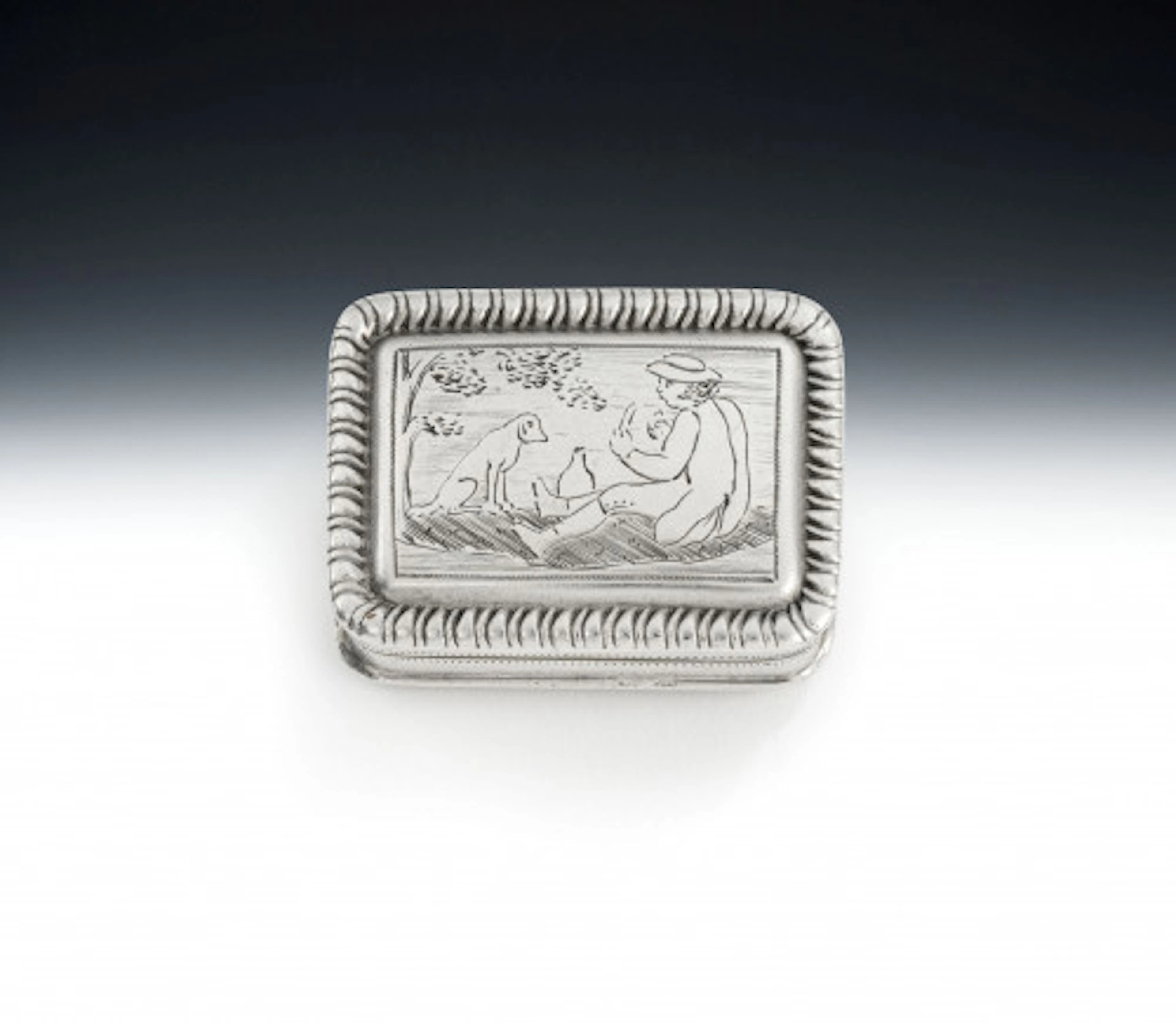 A very rare George III "Man & Dog" Vinaigrette made in Birmingham