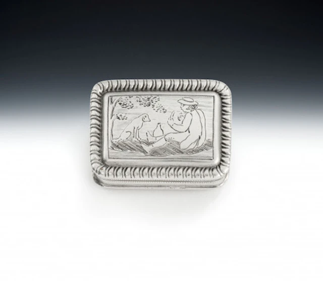A very rare George III "Man & Dog" Vinaigrette made in Birmingham
