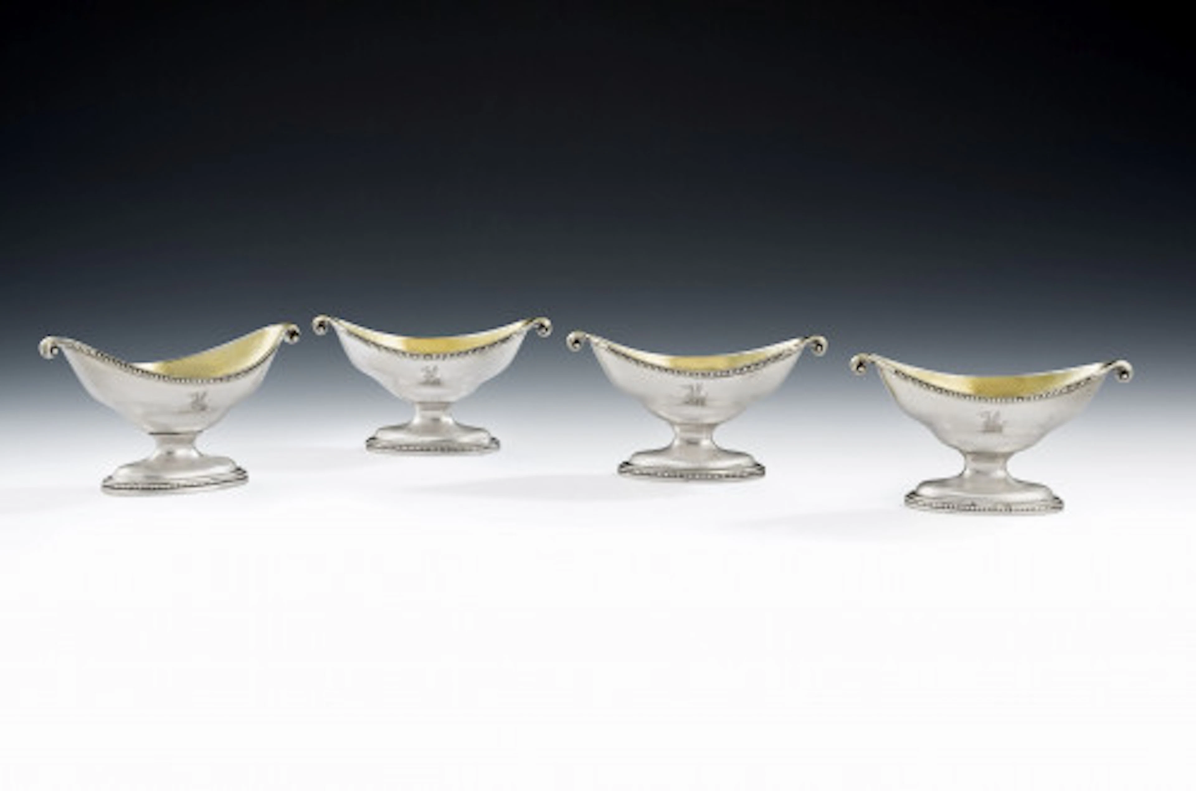 A fine set of four George III Salt Cellars made in London in 1783