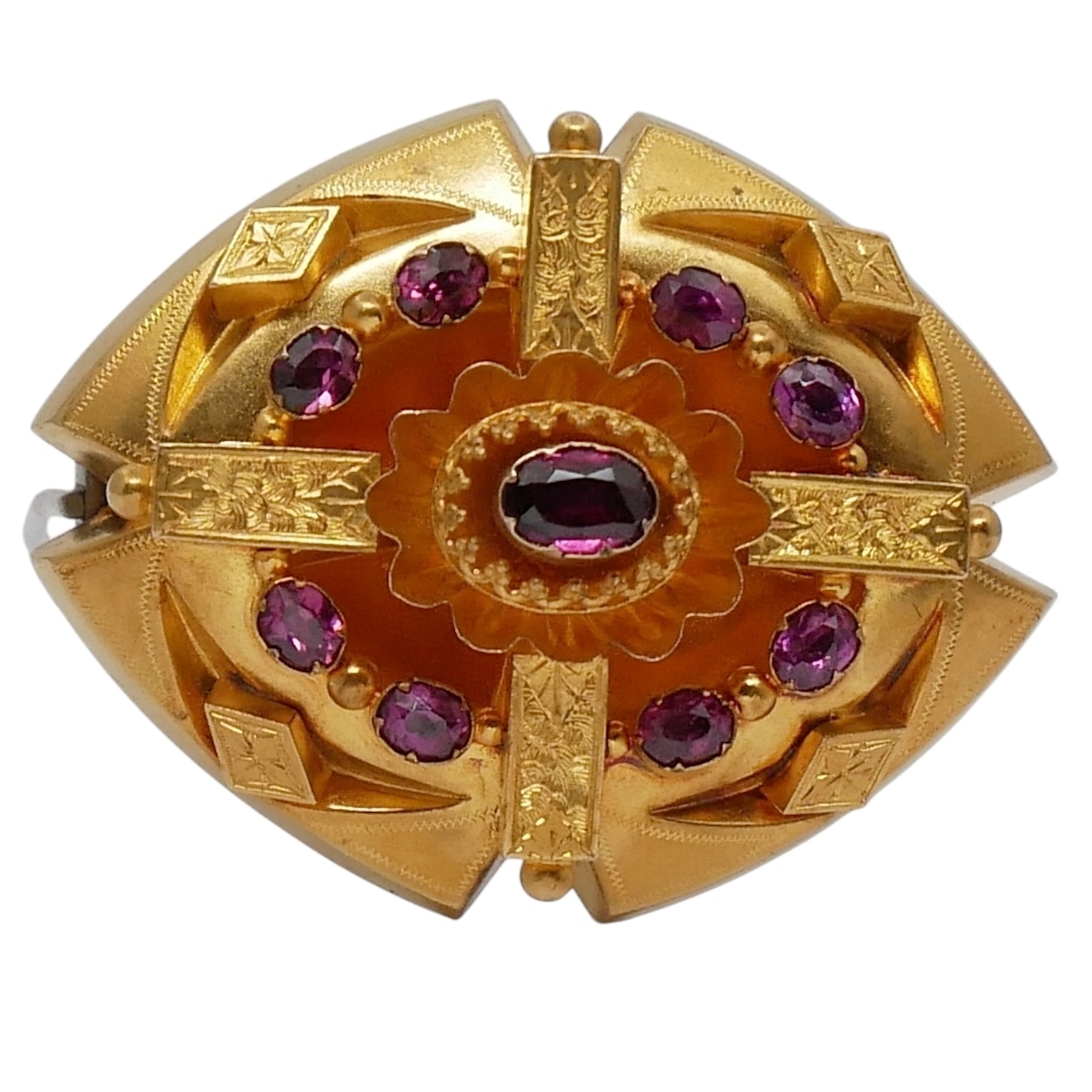 Antique Victorian Garnet Gold Brooch