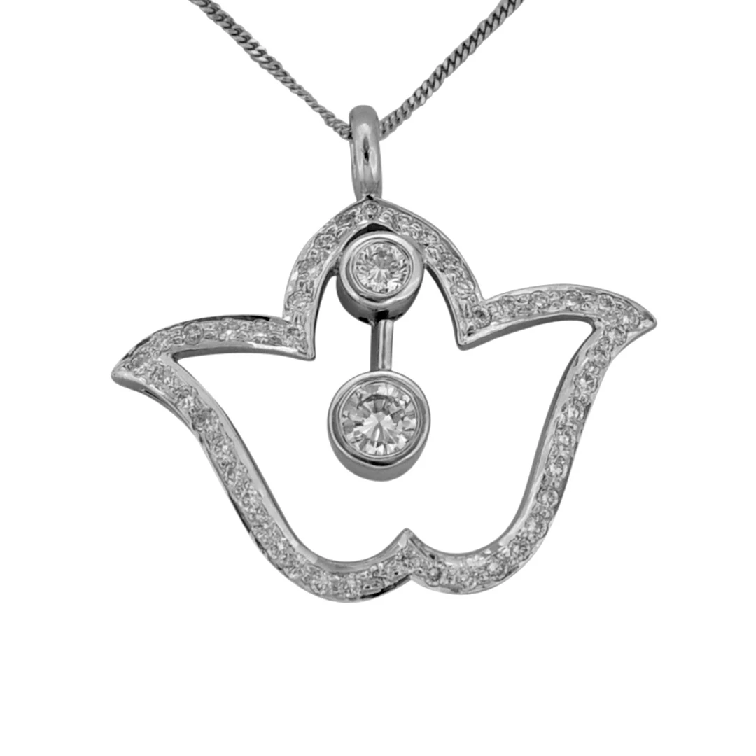 Vintage Diamond Gold Lotus Leaf Pendant