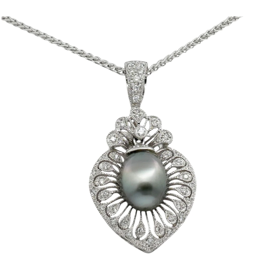 Tahitian Black Pearl Diamond Gold Pendant