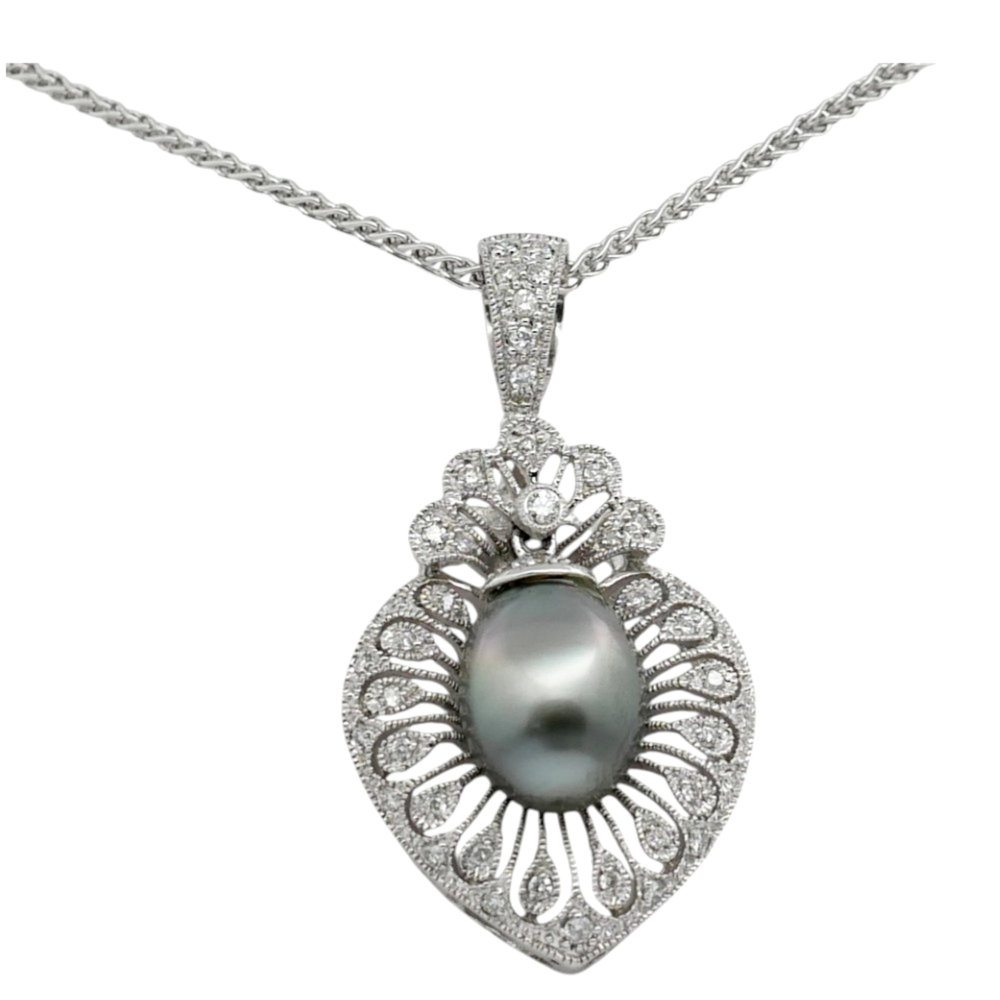 Tahitian Black Pearl Diamond Gold Pendant