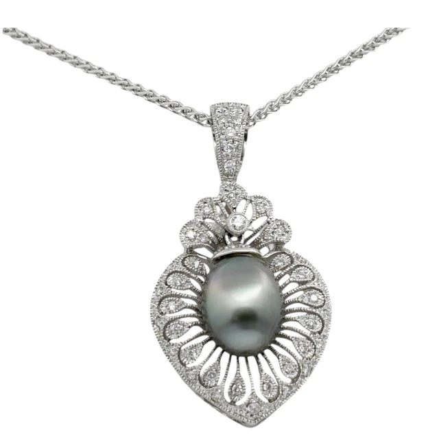 Tahitian Black Pearl Diamond Gold Pendant