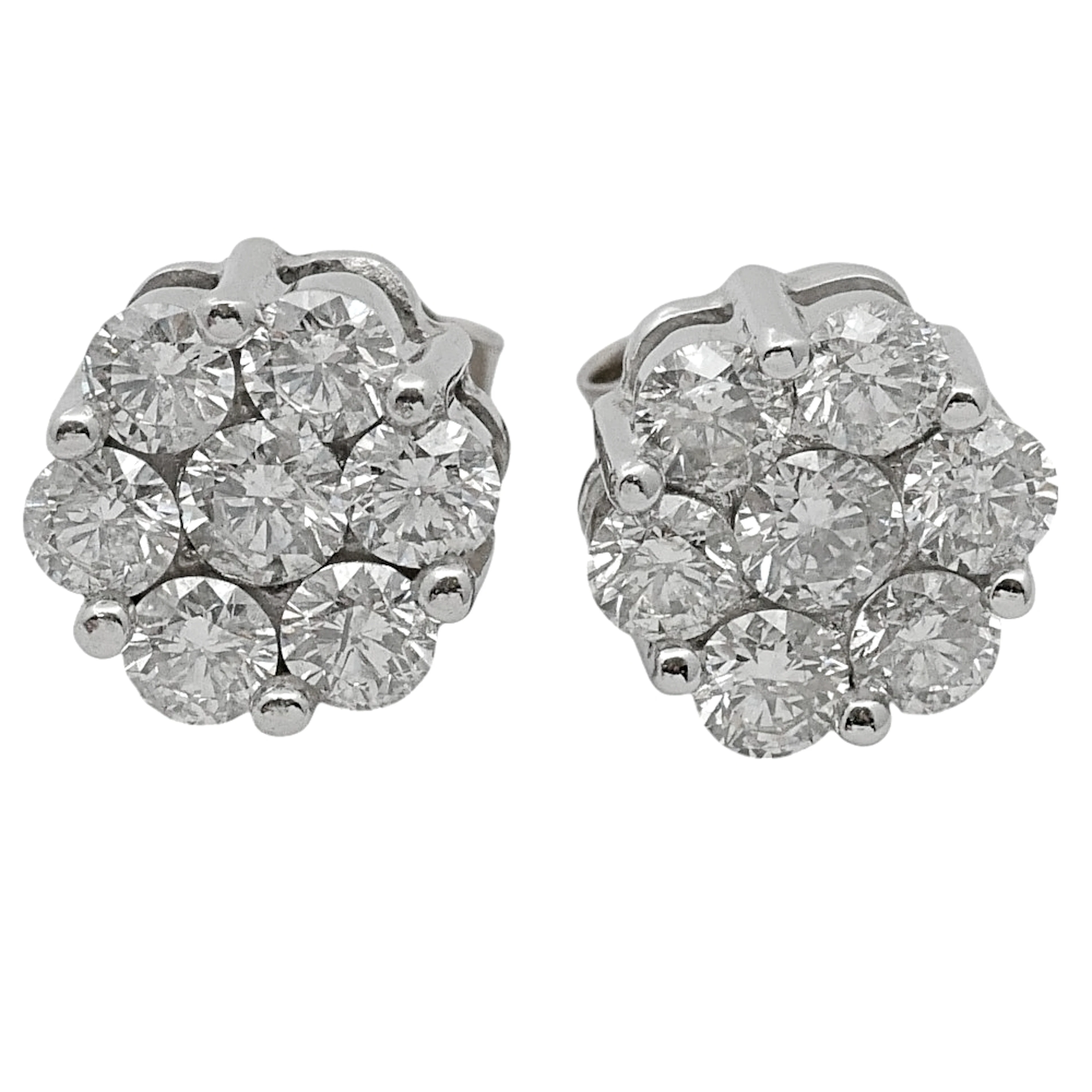 Vintage Diamond Cluster Gold Earrings