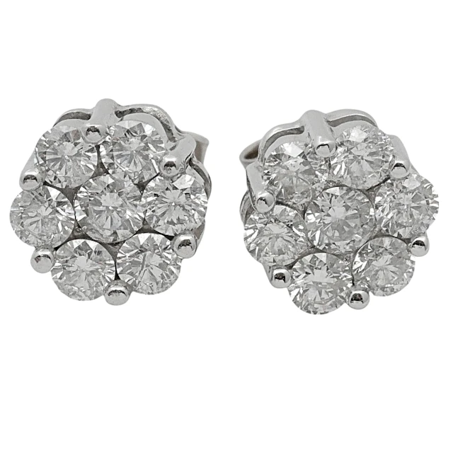 Vintage Diamond Cluster Gold Earrings