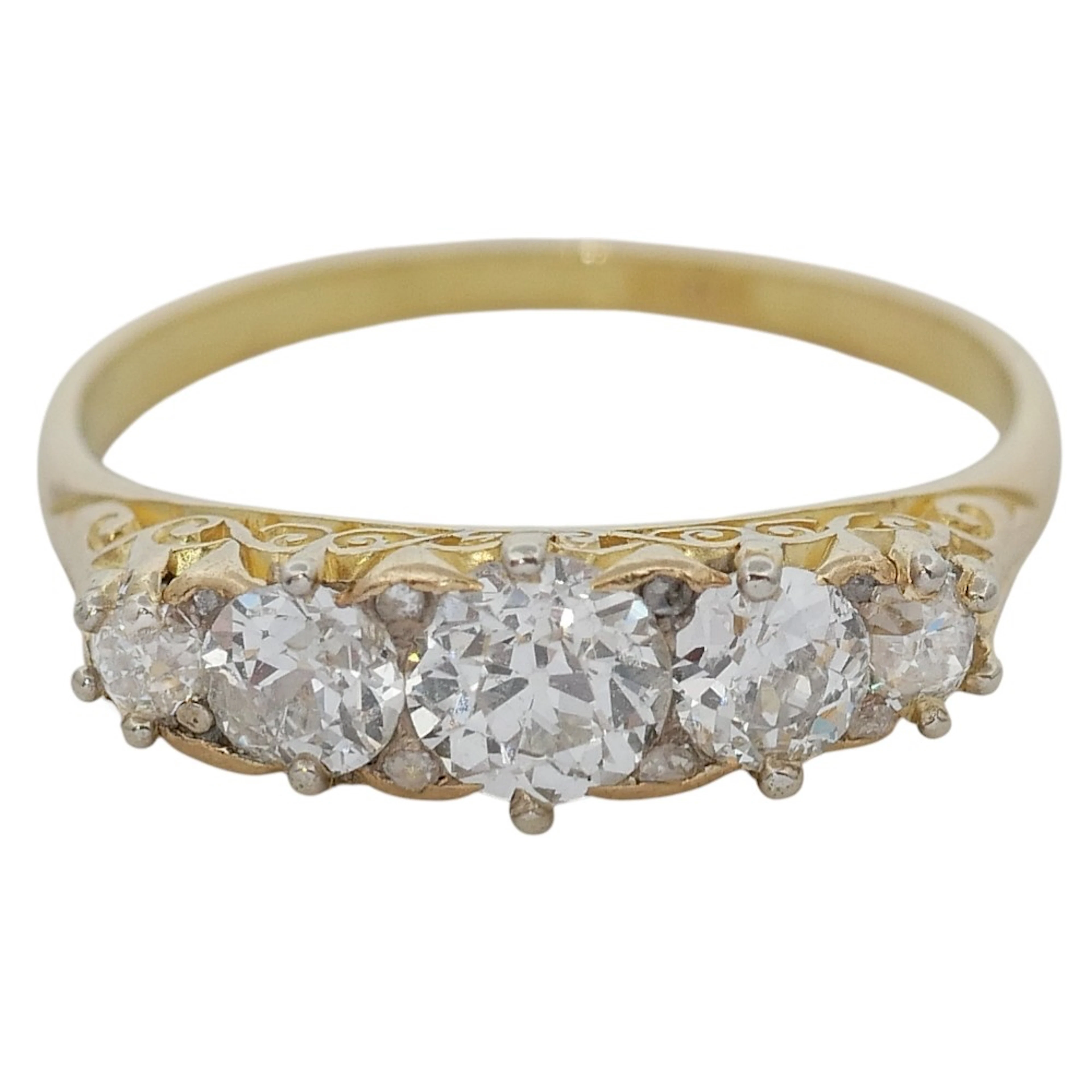 Victorian 5 Stone Carved Half Hoop Ring