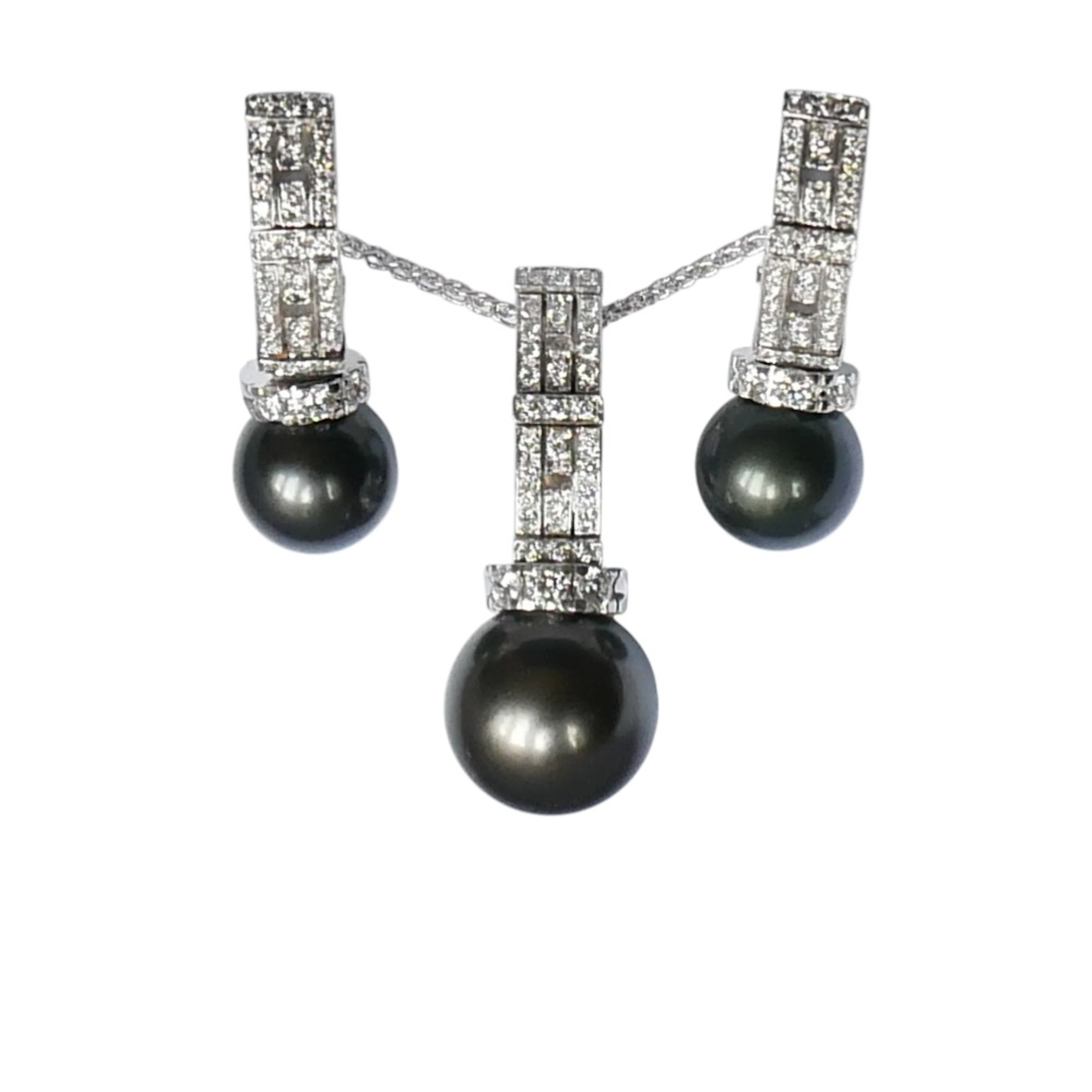 Chimento Diamond Pearl Pendant & Earrings