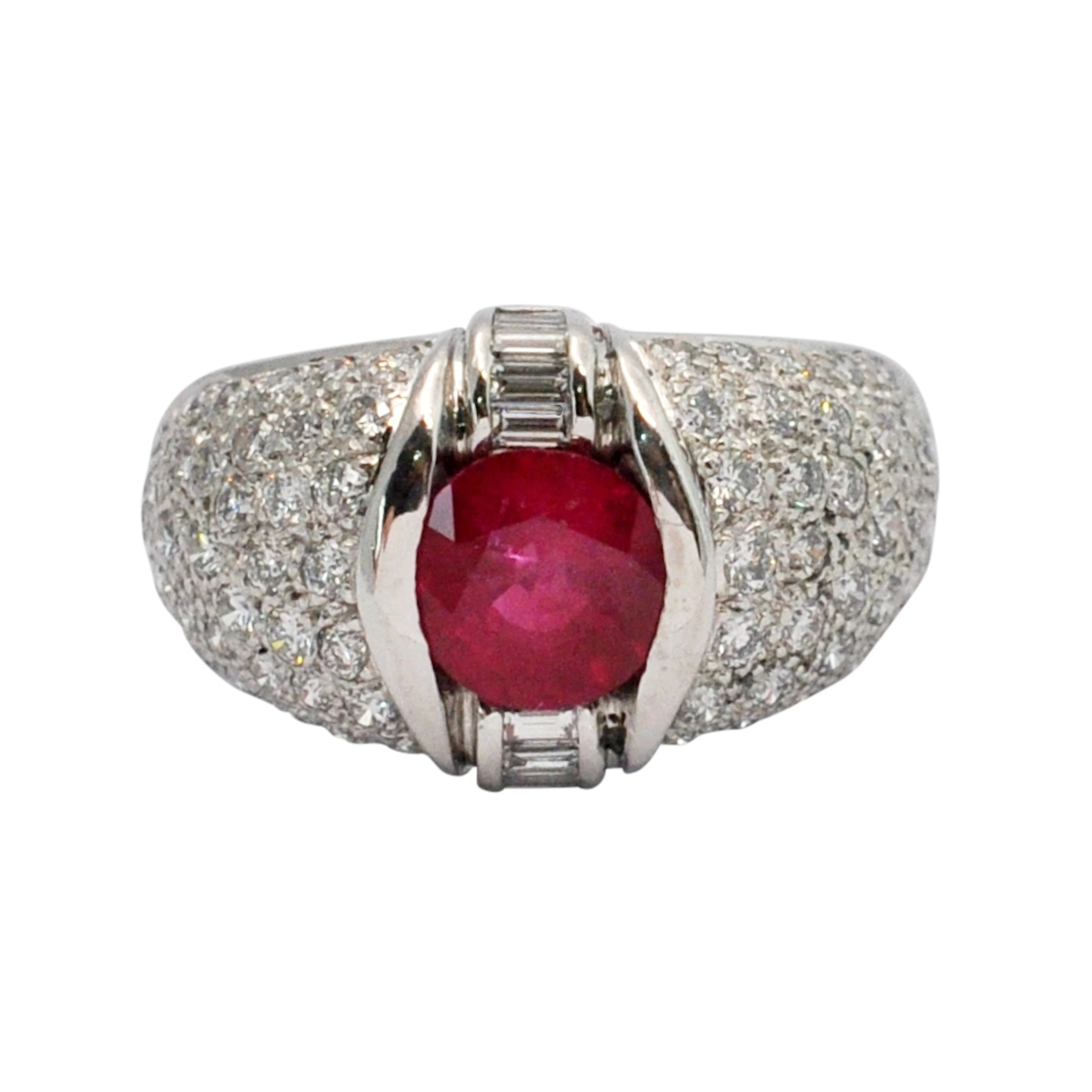 Vintage French Ruby Diamond Bombé Ring