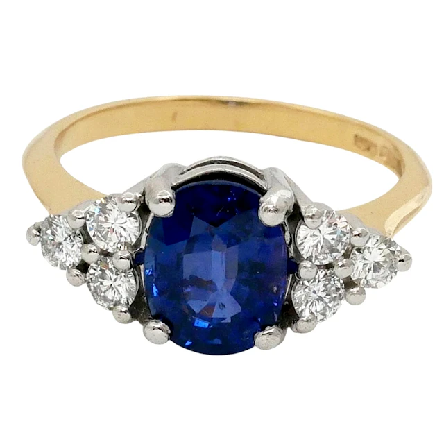 Sapphire and Diamond Trefoil Gold Ring