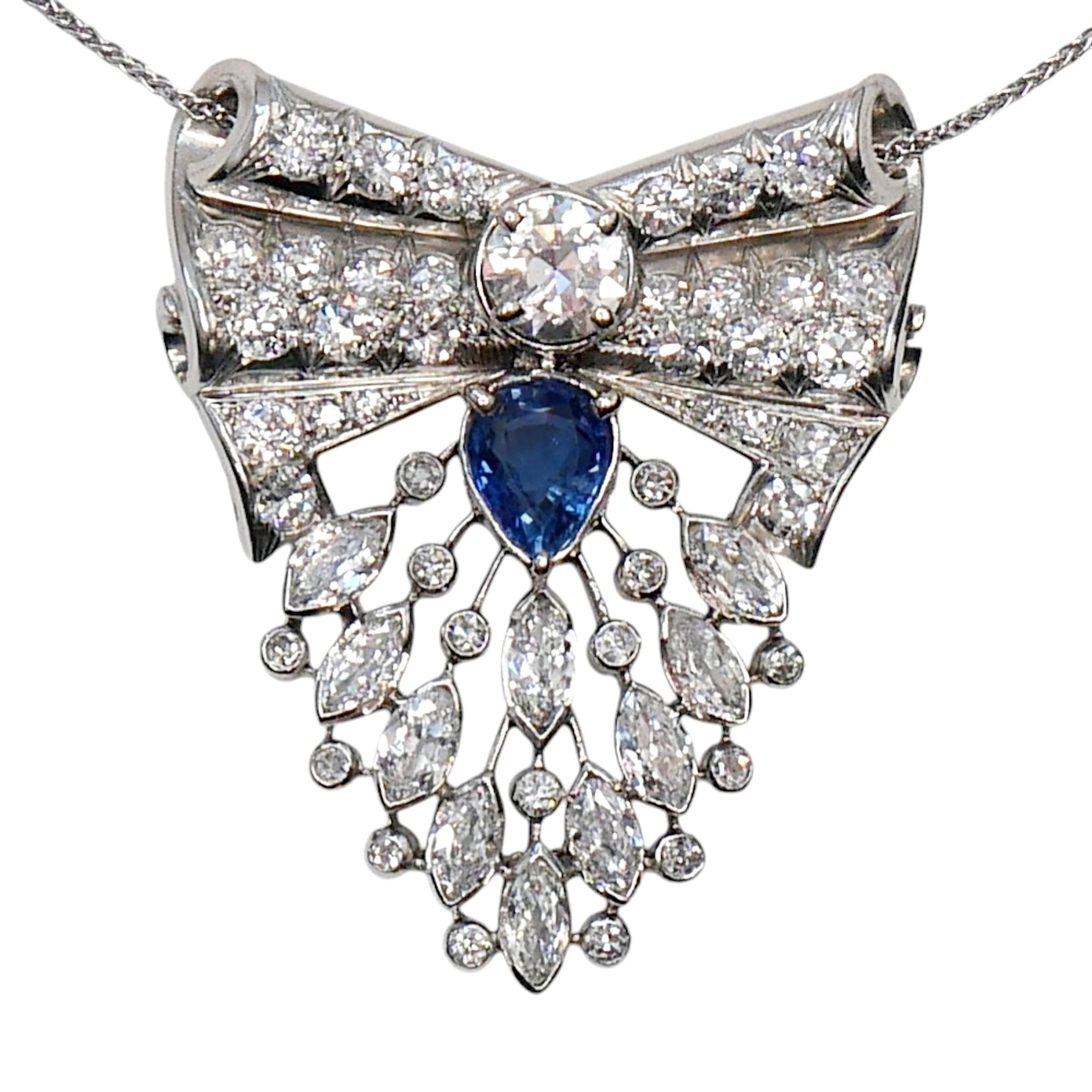 Art Deco Sapphire Diamond Pendant
