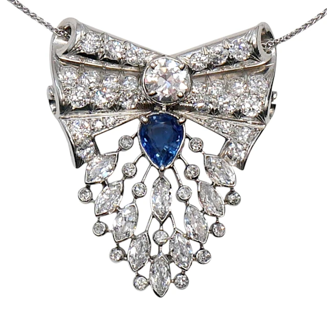 Art Deco Sapphire Diamond Pendant