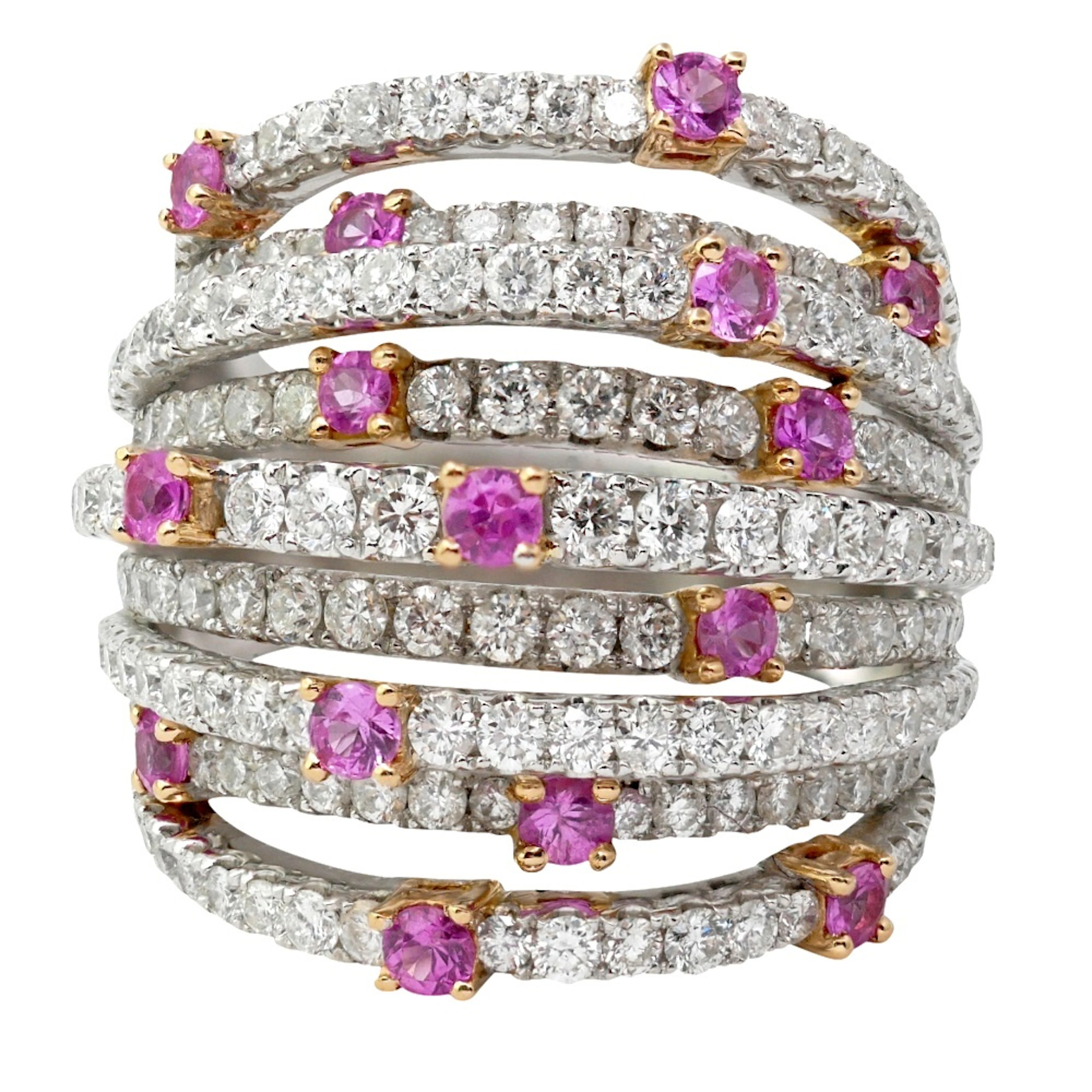 Pink Sapphire Diamond Band Ring