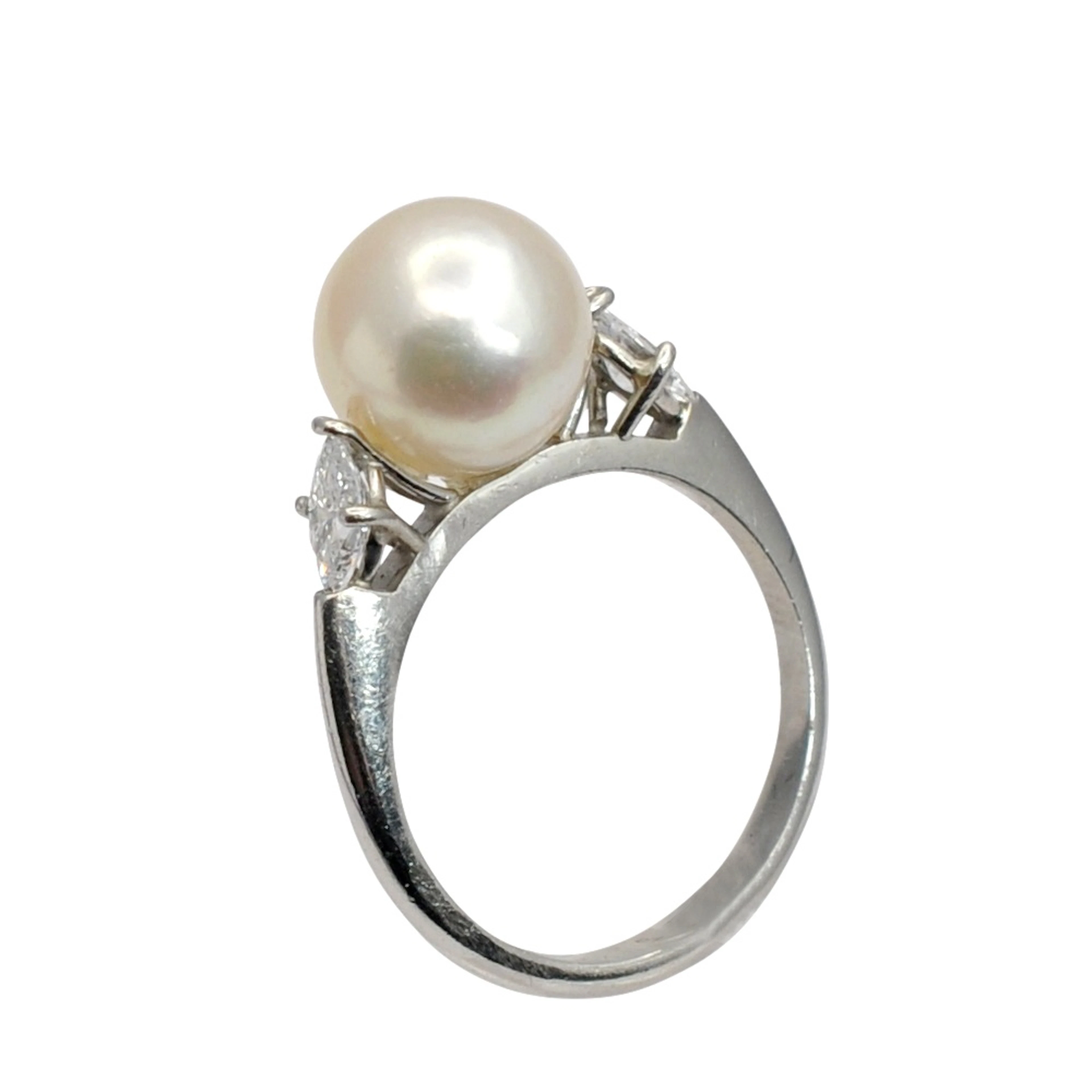Vintage Pearl Diamond Platinum Ring
