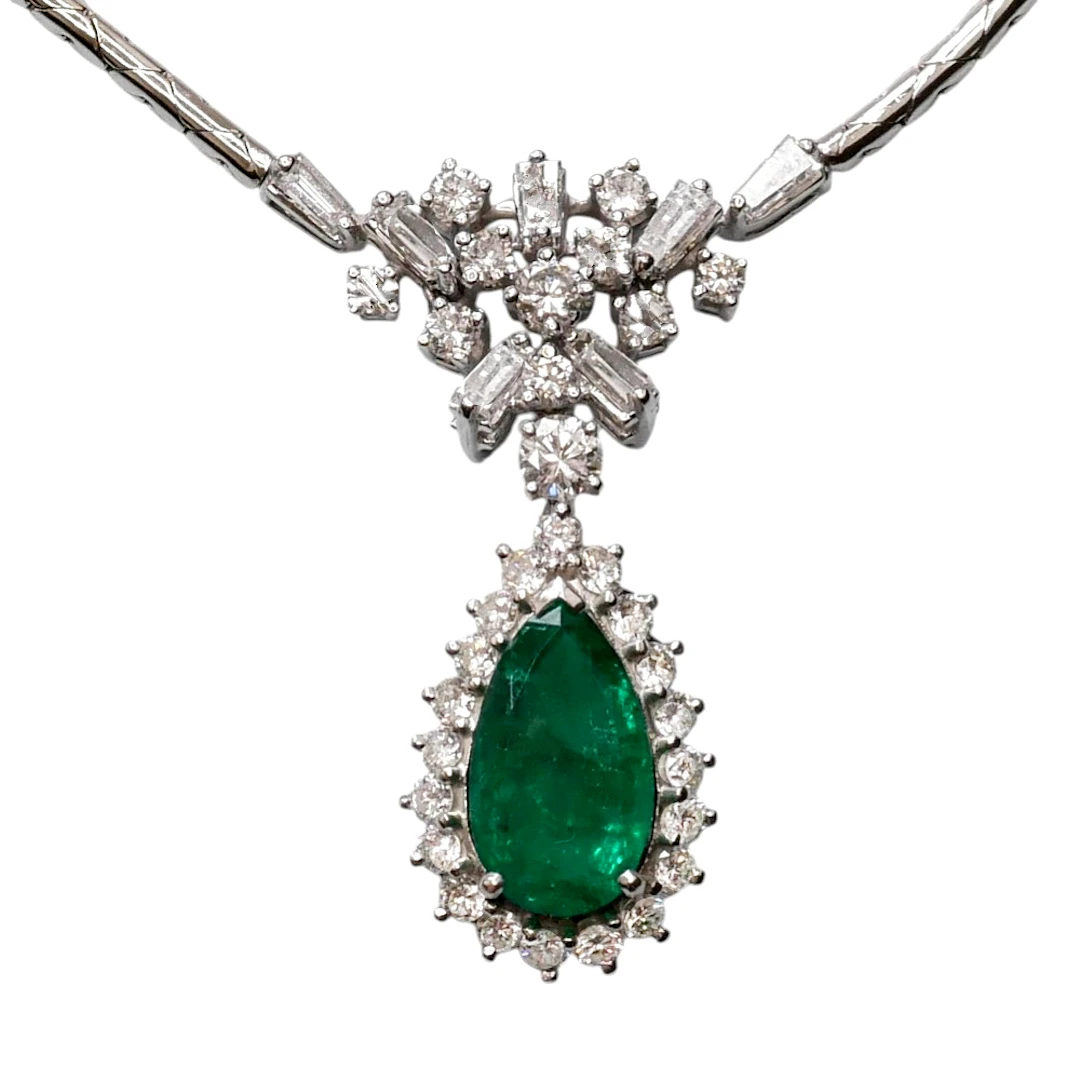Colombian Emerald Diamond Gold Necklace