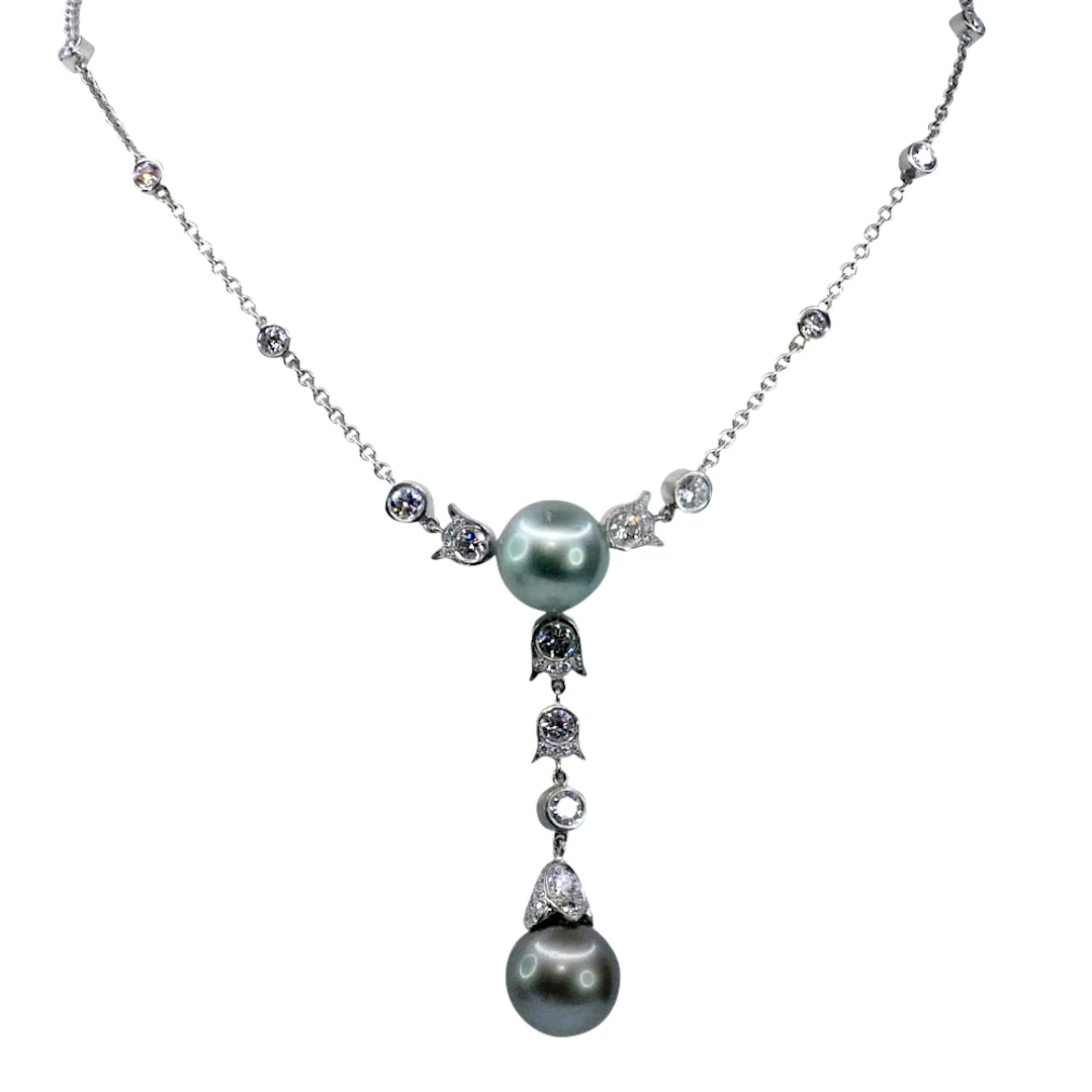 Tahitian Pearl Diamond Gold Necklace