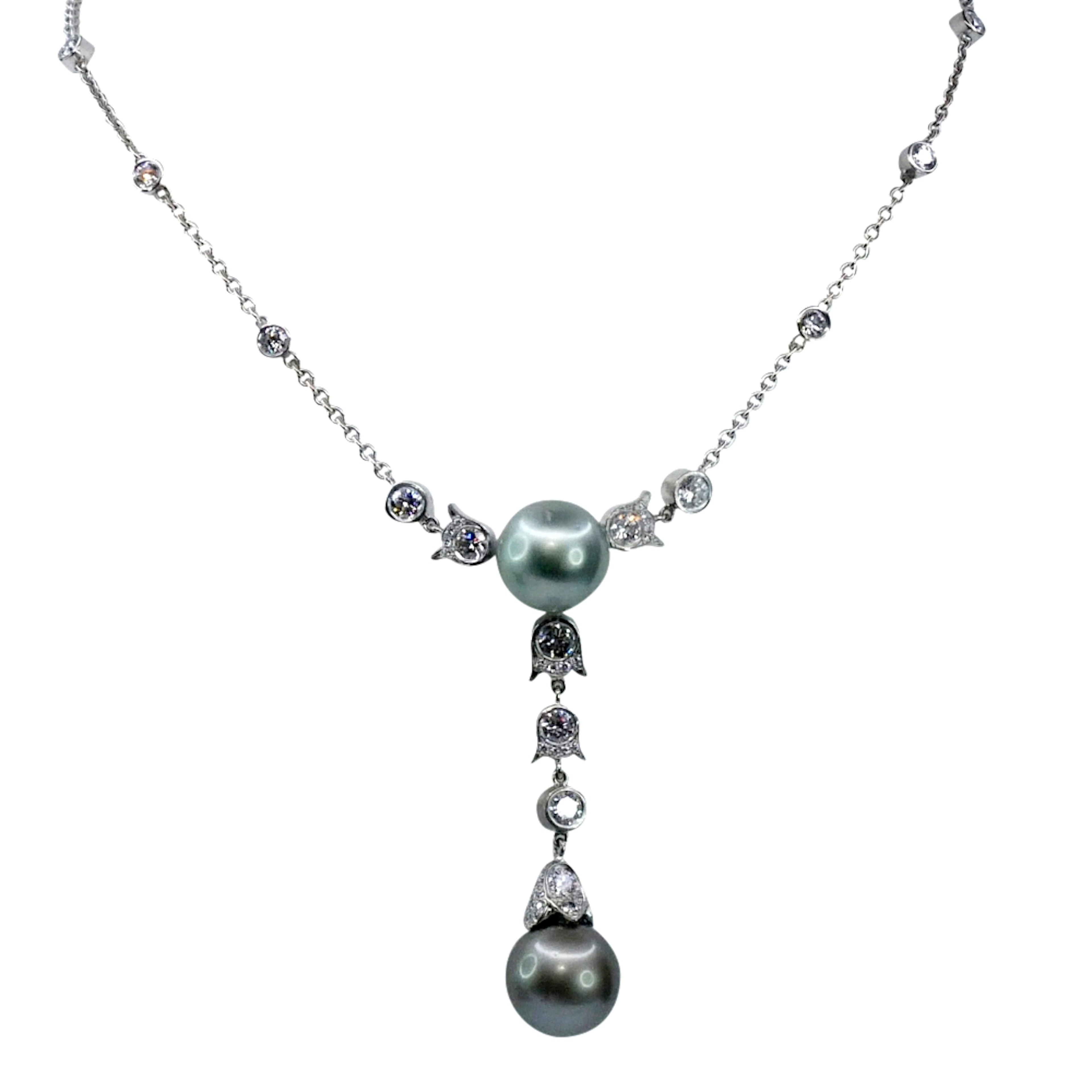 Tahitian Pearl Diamond Gold Necklace