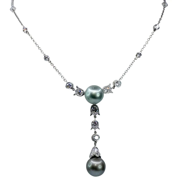 Tahitian Pearl Diamond Gold Necklace