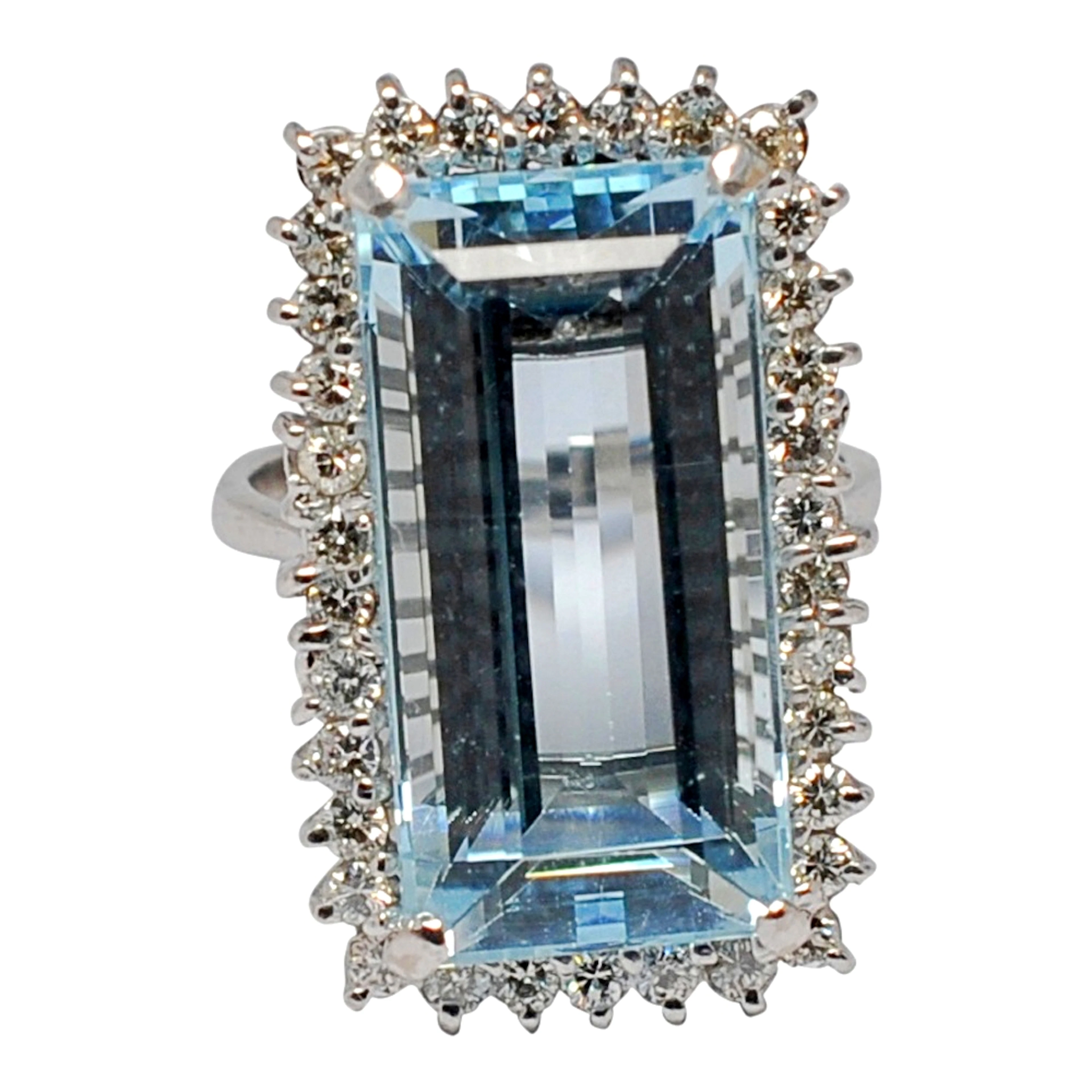 Mid Century Aquamarine Diamond Gold Ring