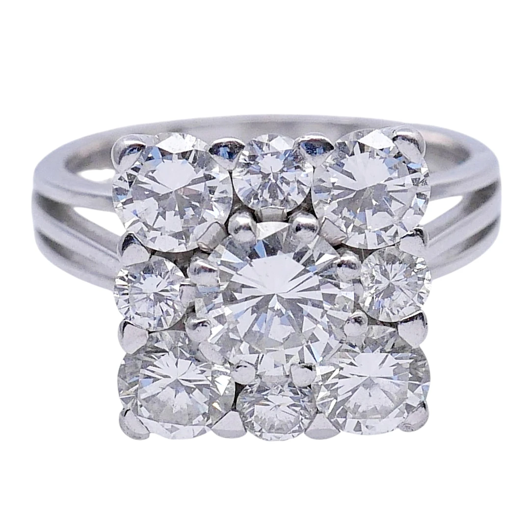 Vintage Diamond Square Cluster Ring