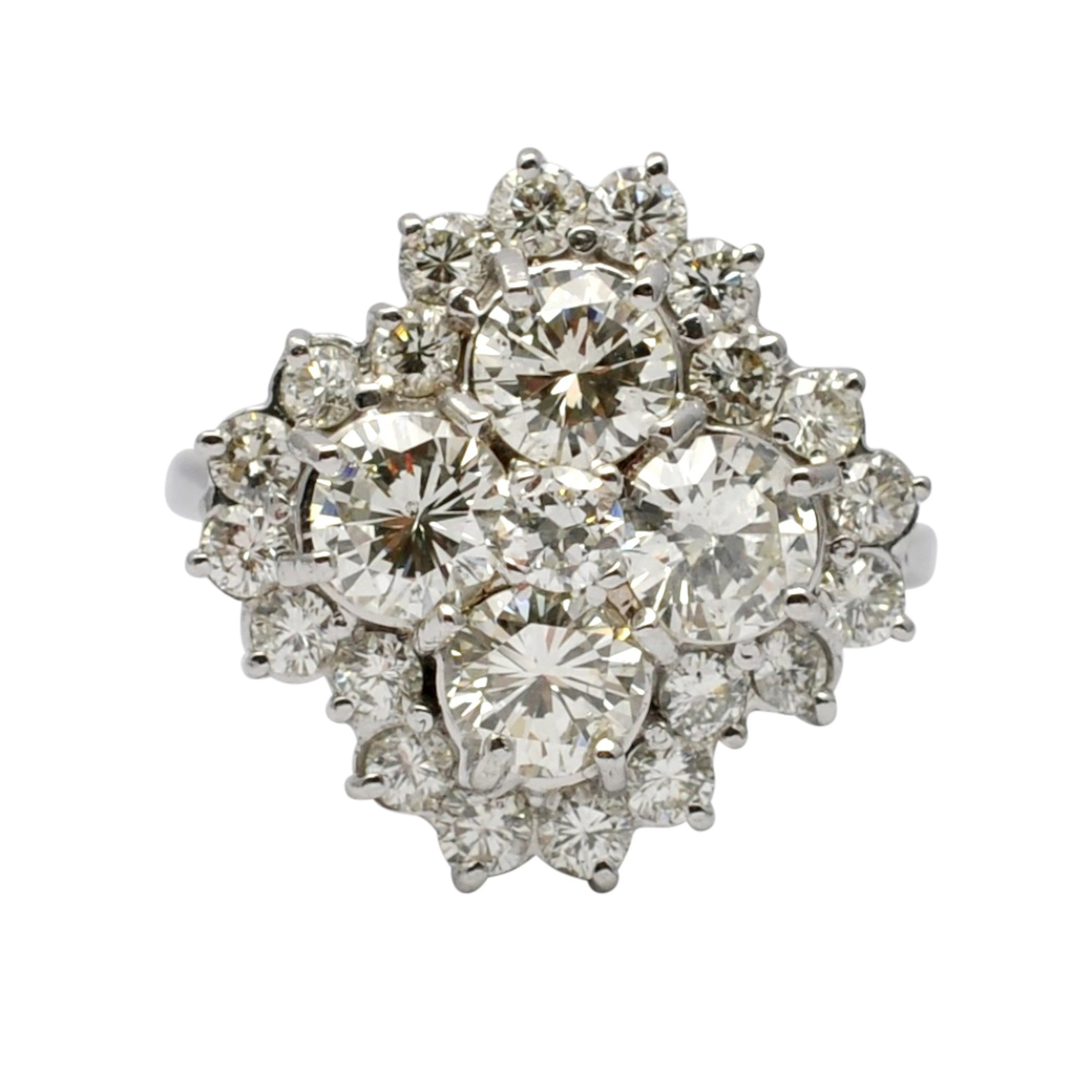 Mid Century Diamond Cluster 18ct Gold Ring