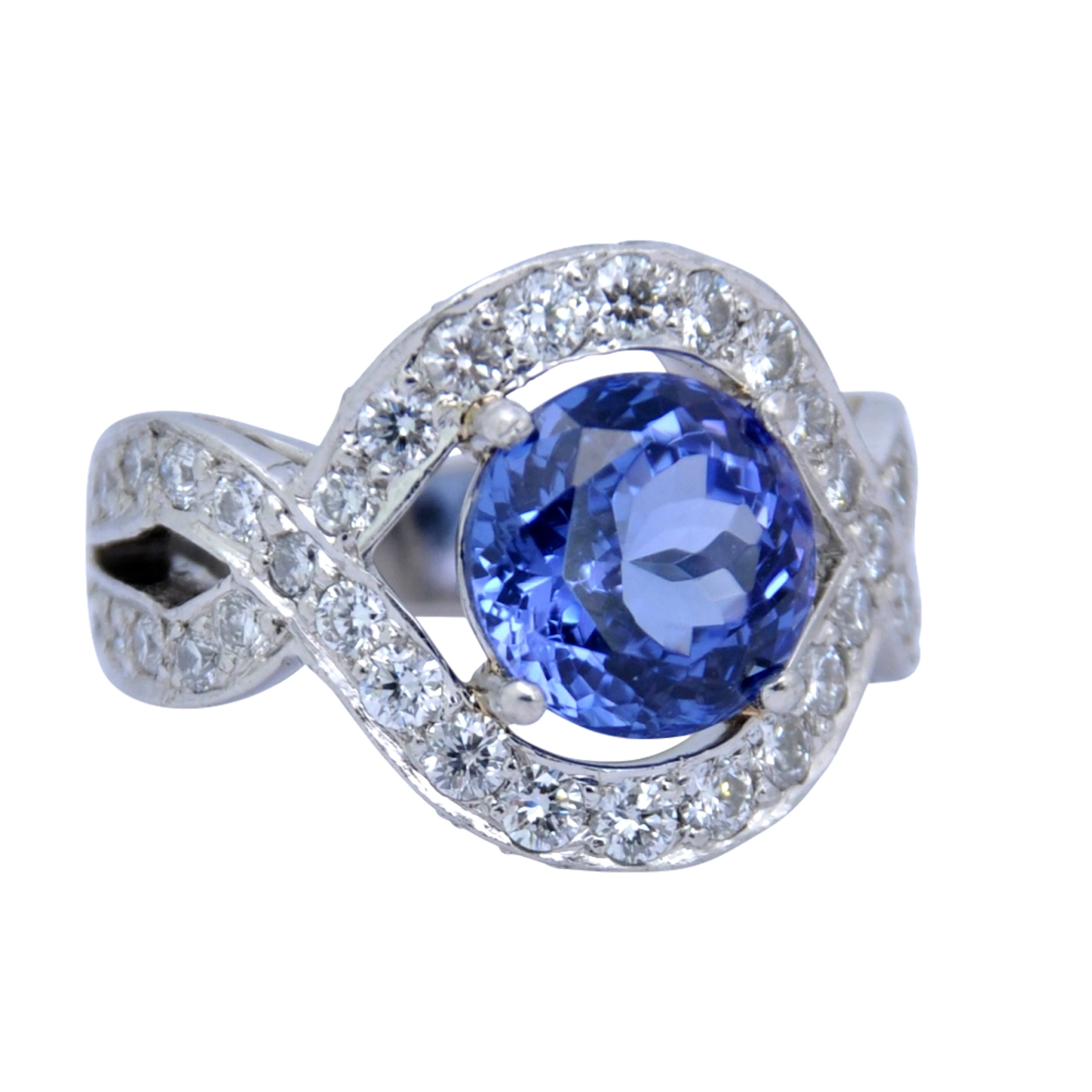 Tanzanite Diamond Platinum Ring