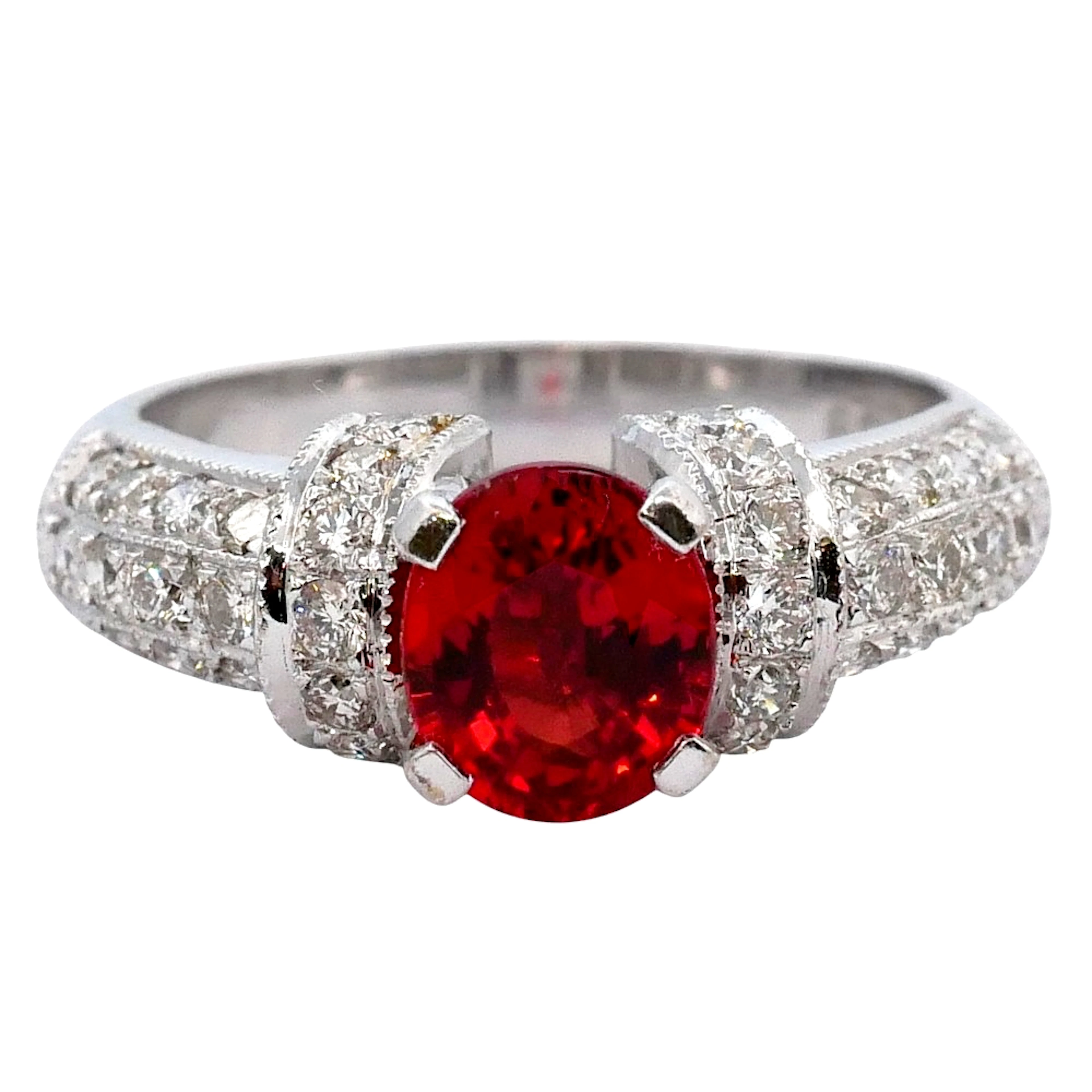 Orange Sapphire Diamond Gold Ring