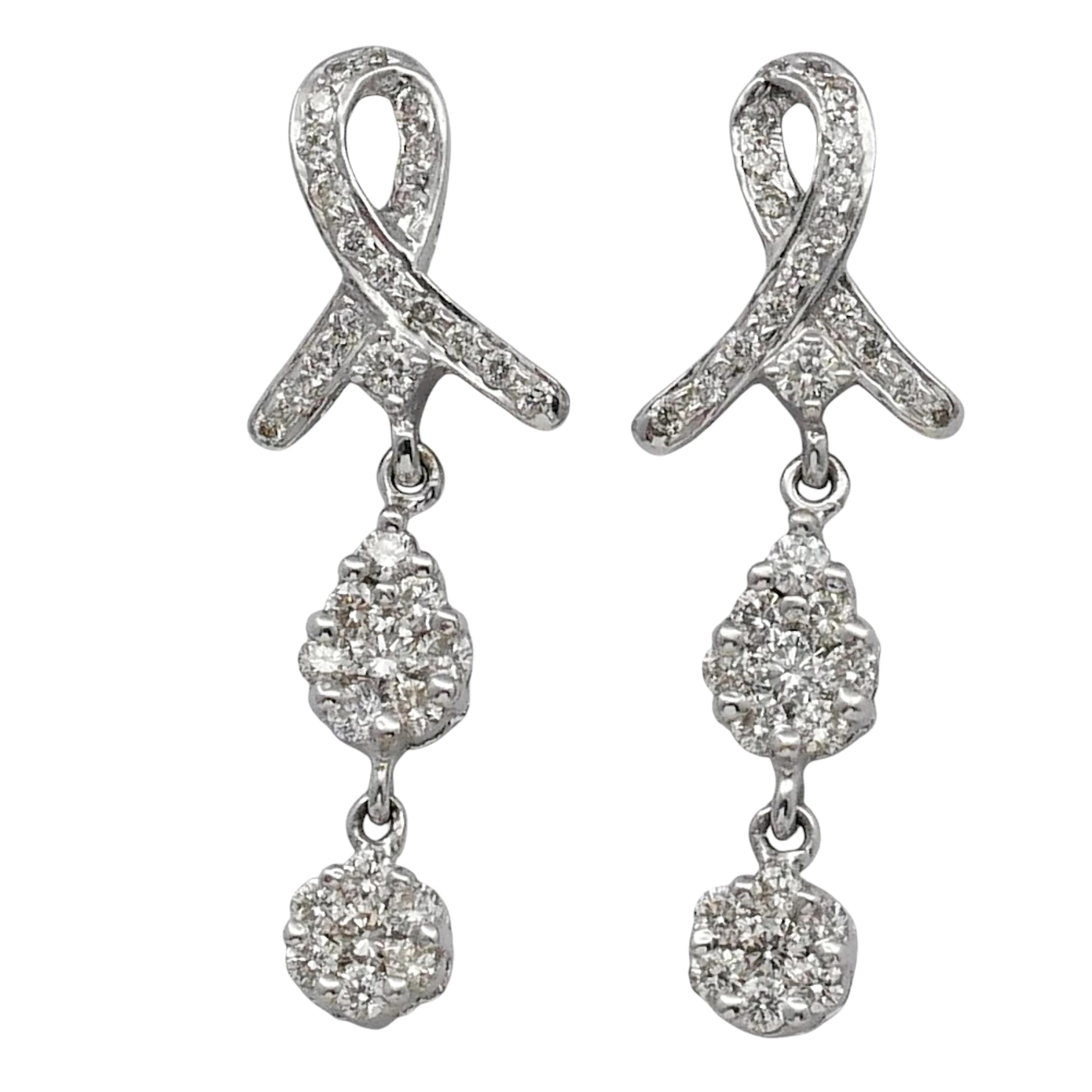 Diamond Double Cluster Gold Earrings