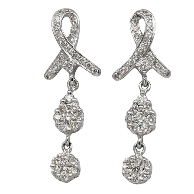 Diamond Double Cluster Gold Earrings