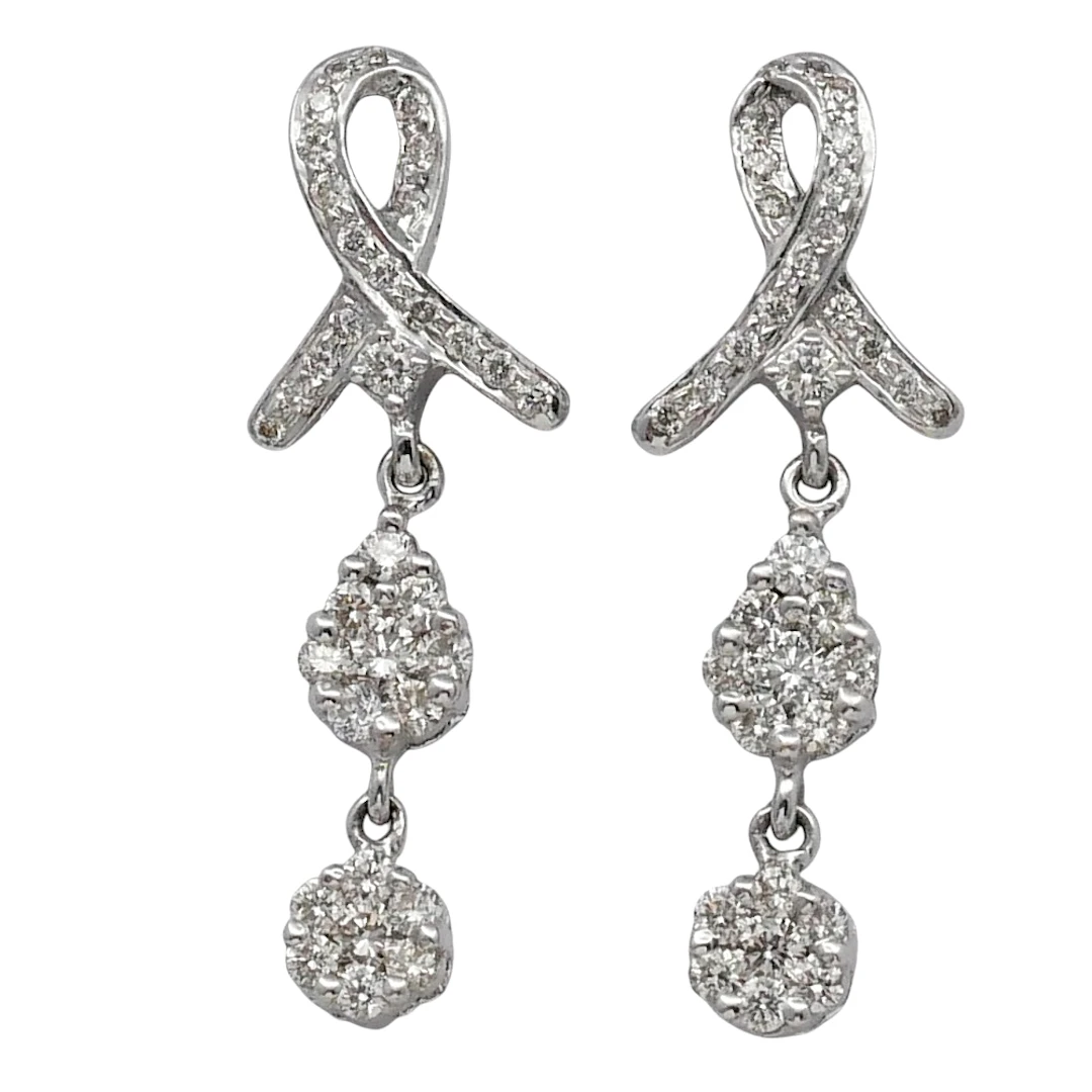 Diamond Double Cluster Gold Earrings