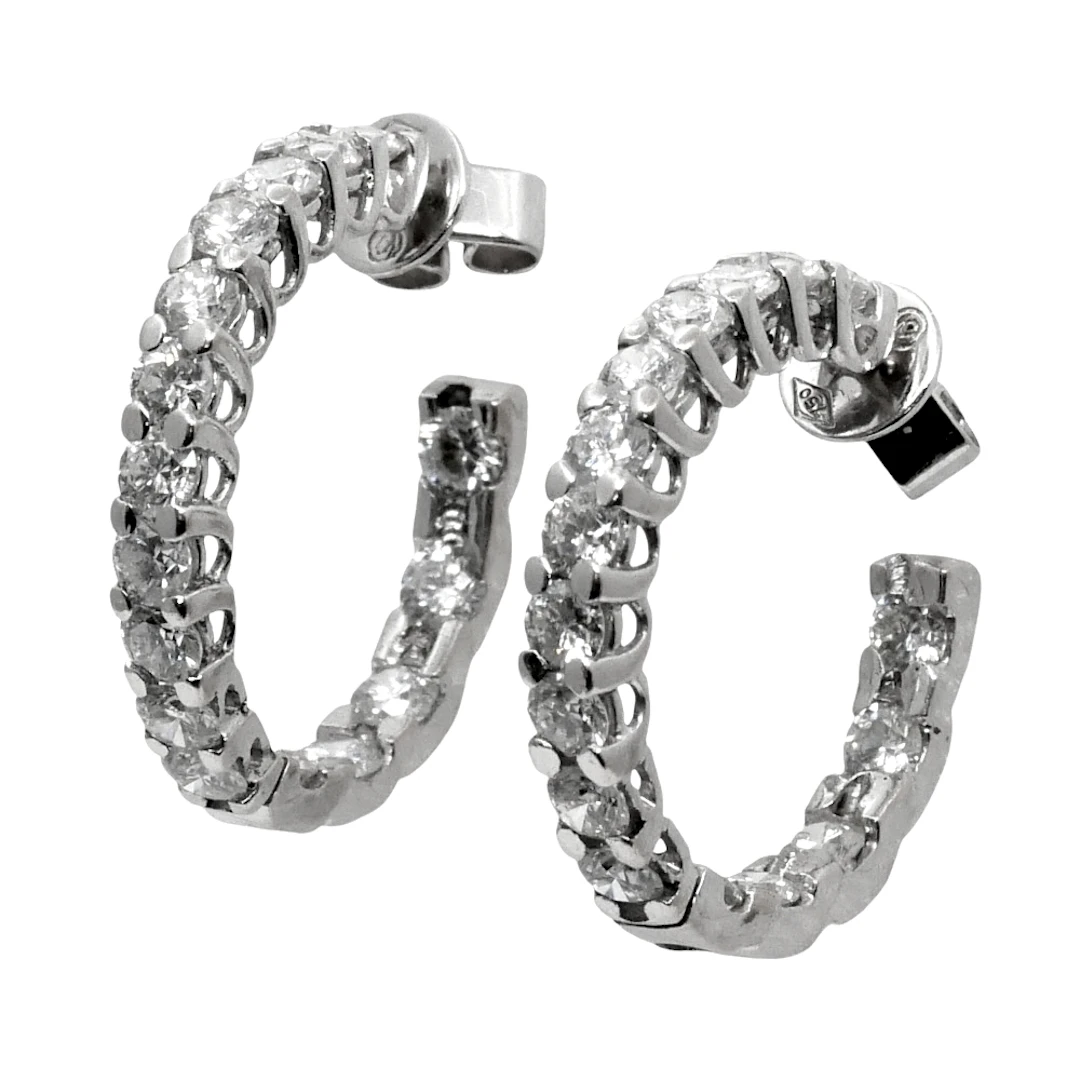 Vintage Diamond Gold Hoop Earrings