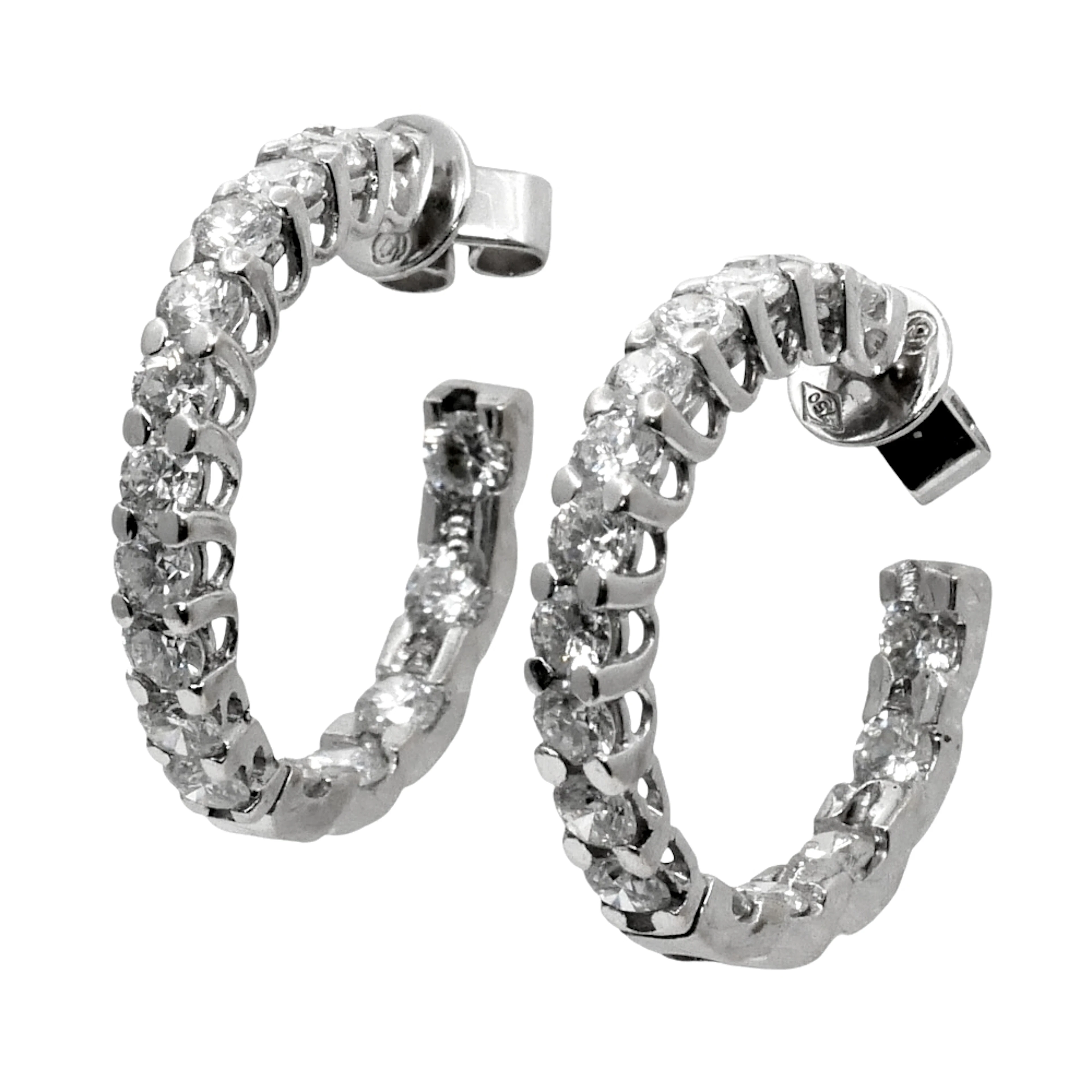 Vintage Diamond Gold Hoop Earrings