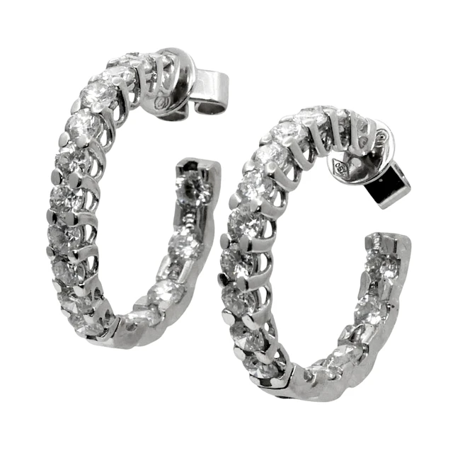 Vintage Diamond Gold Hoop Earrings